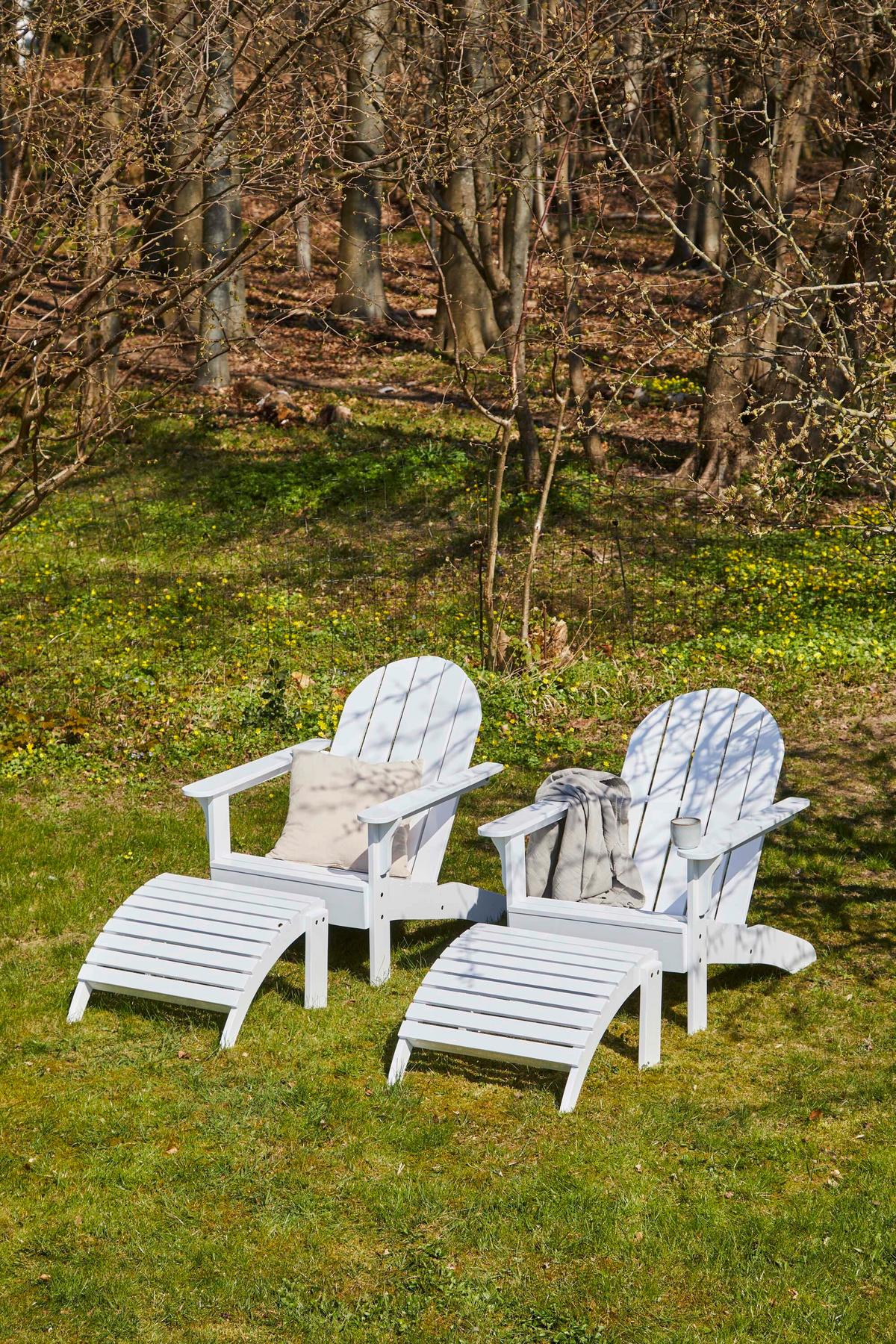 Gartenliege Adirondak, Weiß 105x88x80 cm - Weiß Hochglanz, Natur, Holz (105/88/80cm) - Gardenson
