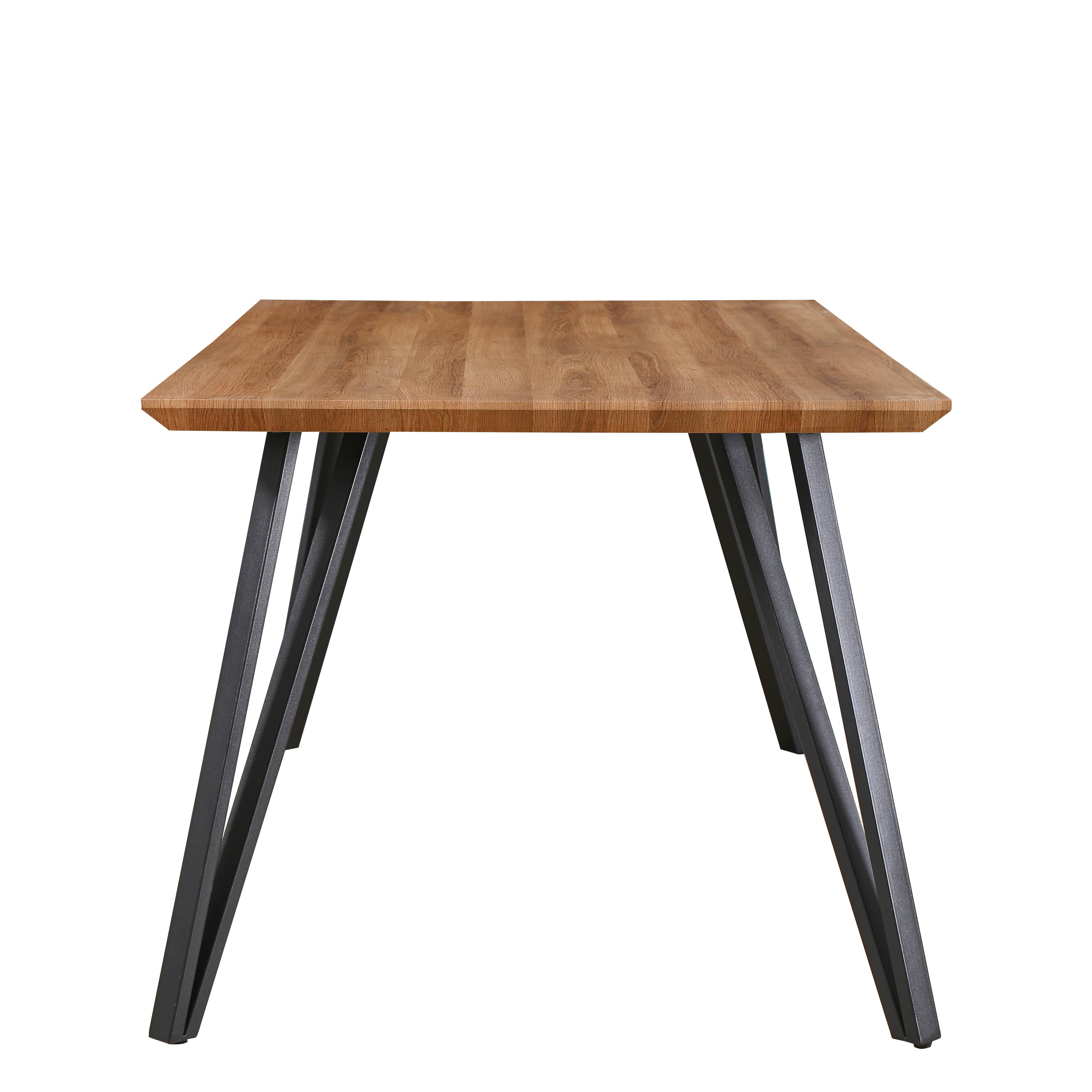 Jídelní Stůl Delia 160x90 Cm - černá/barvy ořechu, Moderní, kov (160/90/75cm) - P & B