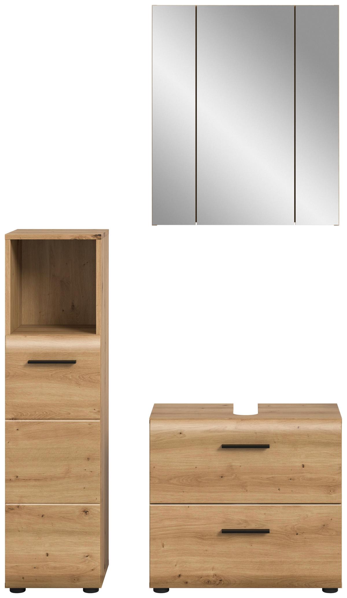 Badezimmer Ice Eiche Artisan Dekor B: 90cm - Schwarz/Eiche Artisan, Basics, Holzwerkstoff (90cm) - MID.YOU