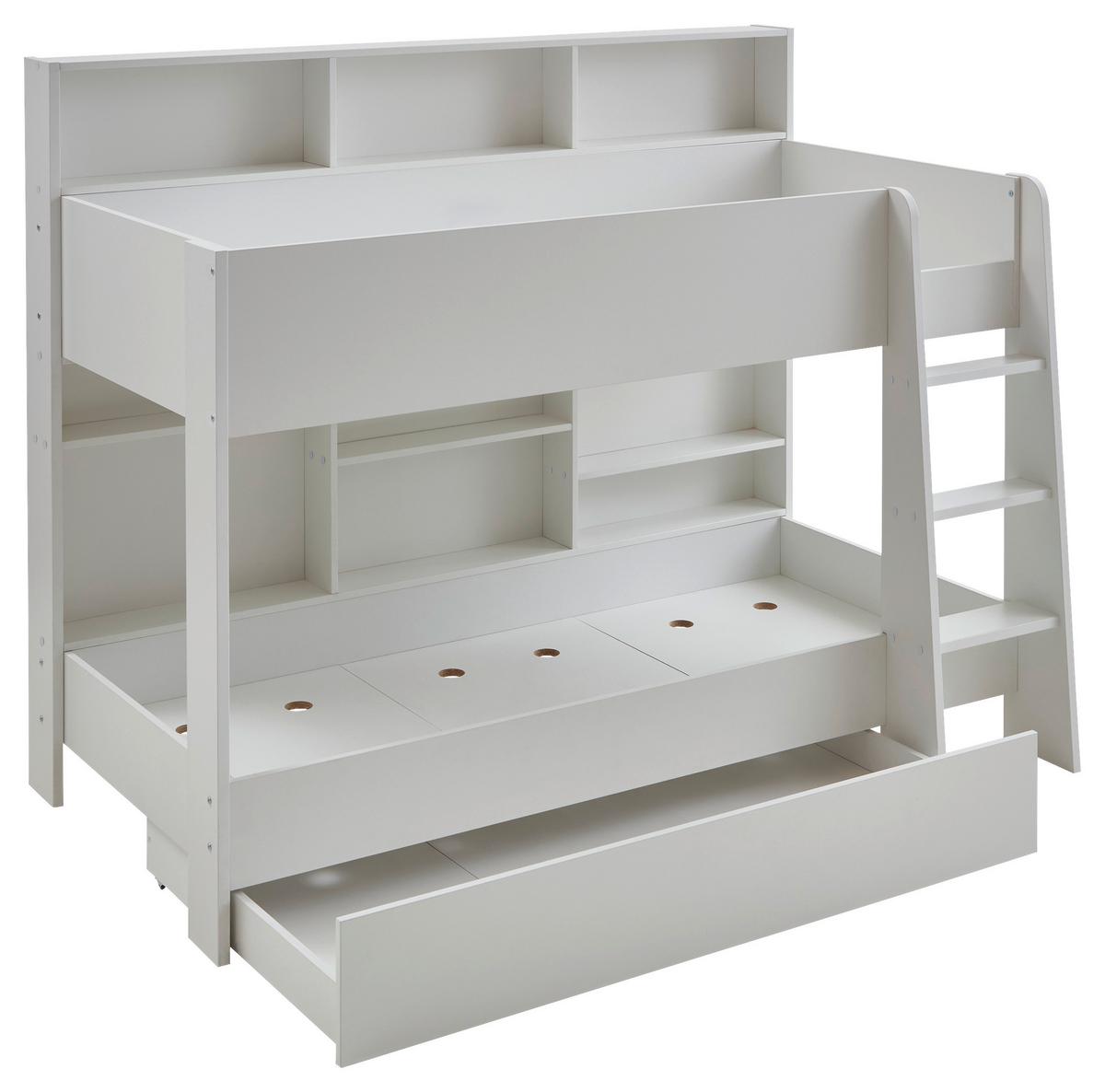 Etagenbett Sely Weiß Dekor, Lf: 90x200 Cm - Weiß, KONVENTIONELL, Holzwerkstoff (90/200cm)