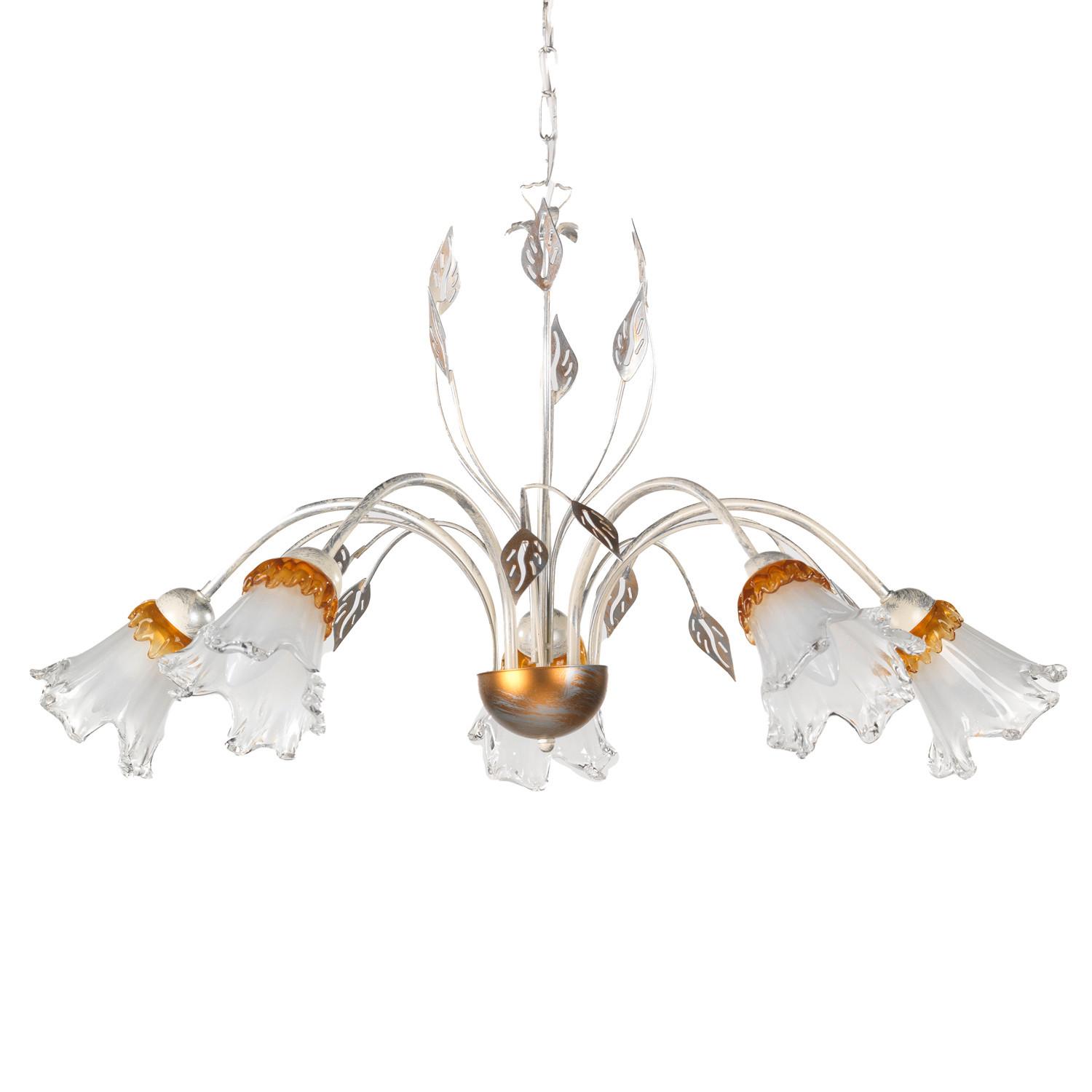 Kronleuchter 4998/5 - Weiß, KONVENTIONELL, Glas/Metall (80/105cm)