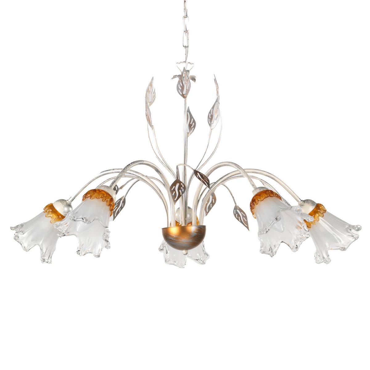 Kronleuchter 4998/5 - Weiß, KONVENTIONELL, Glas/Metall (80/105cm)