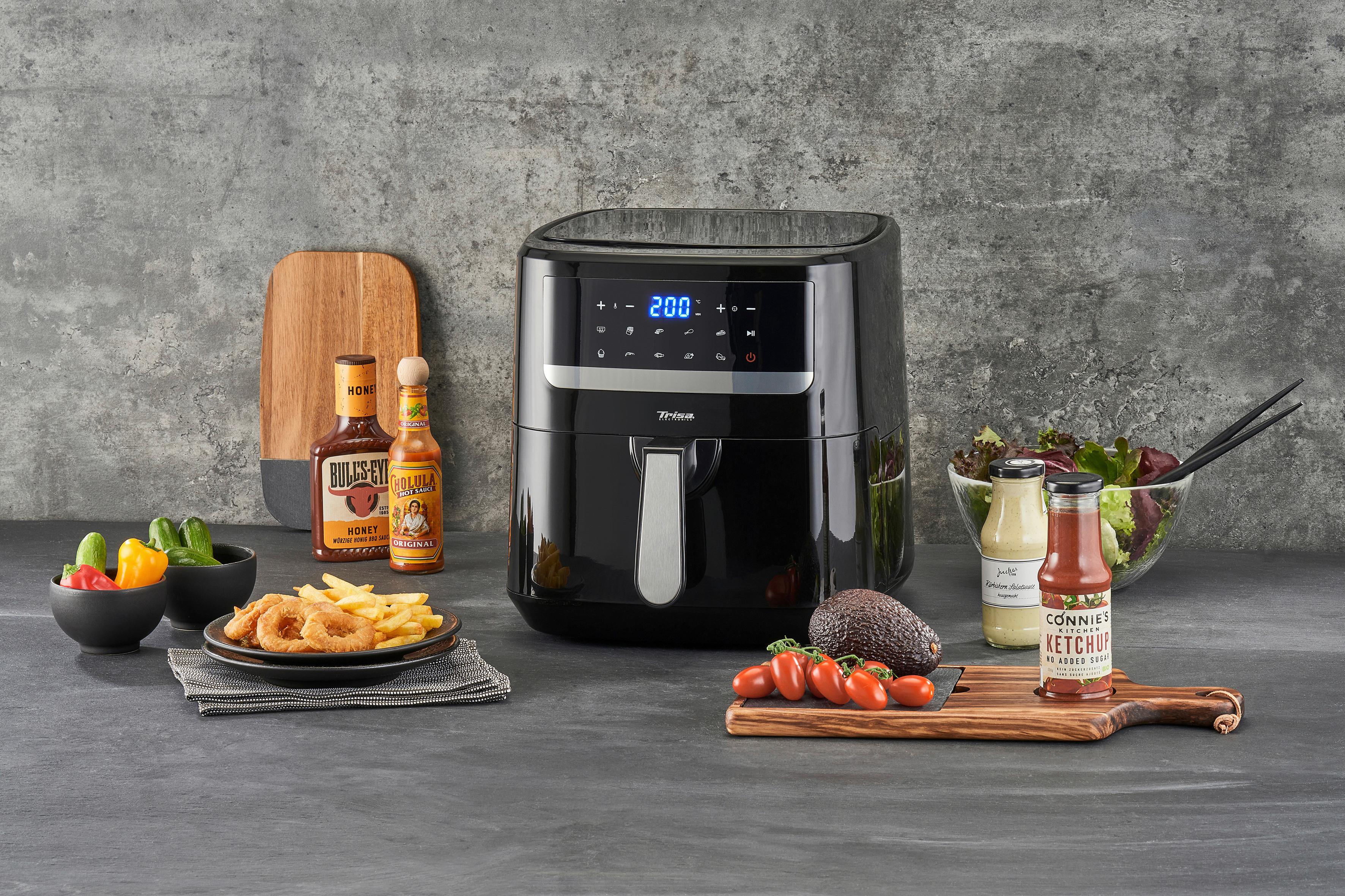 Heißluftfritteuse Crunchy Fry - Schwarz, KONVENTIONELL, Kunststoff (38,3/32,2/32,7cm) - Trisa Electronics