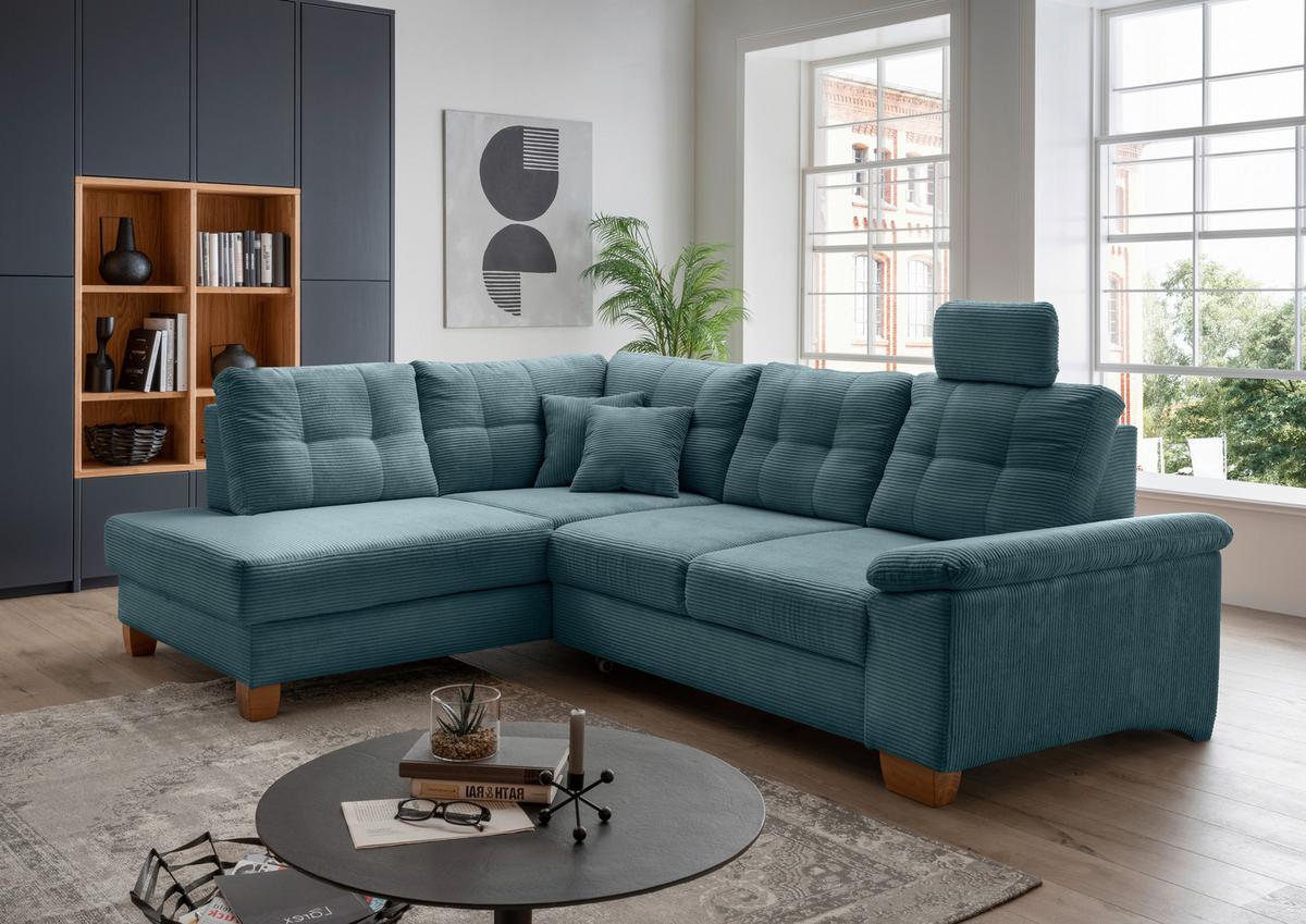 Ecksofa Brizzini Petrol S: 206x274 Cm - Petrol/Naturfarben, MODERN, Textil (206/274cm) - Livetastic