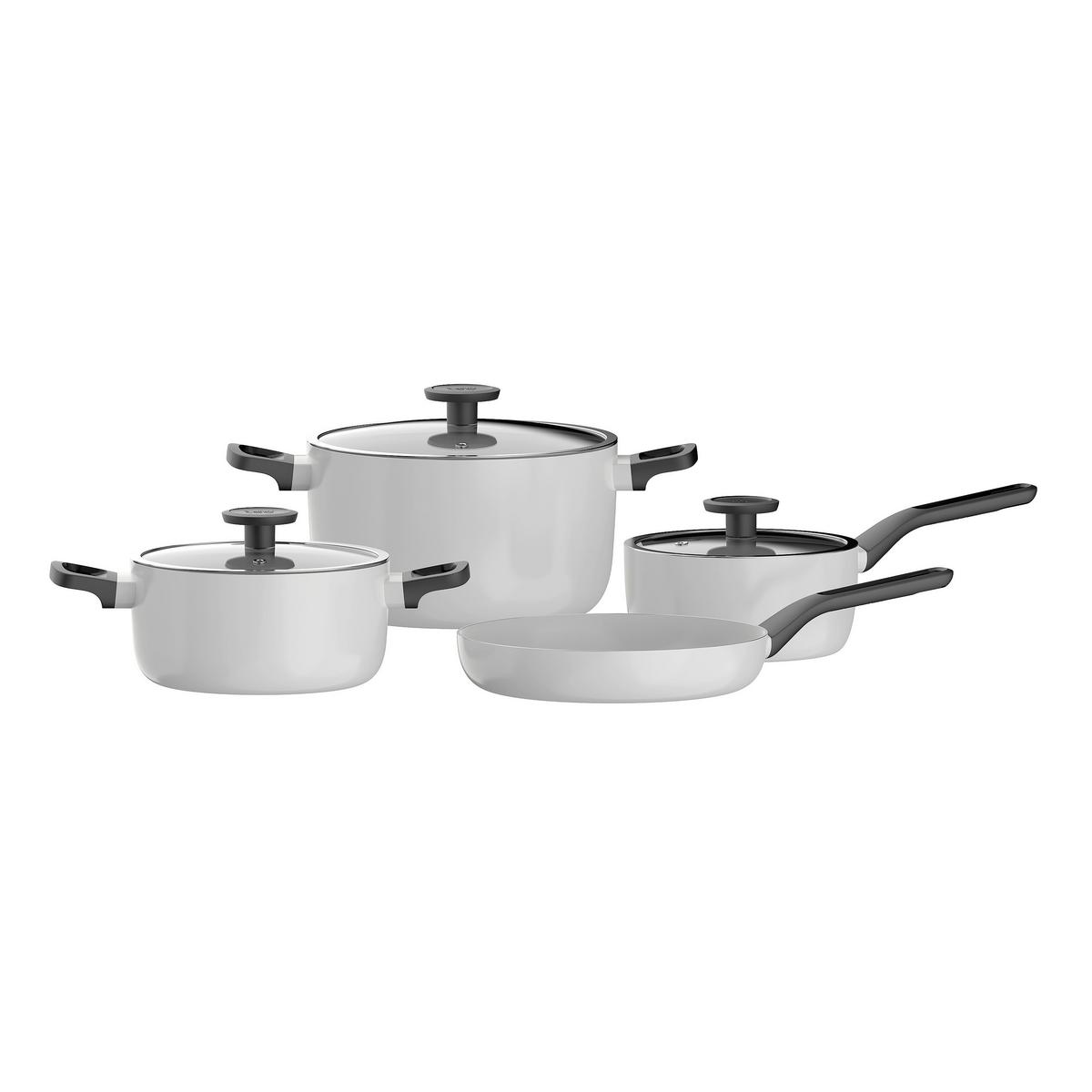 Kochtopfset 7-Teilig Grau - Grau, Basics, Metall (56.30/38.2/18cm)