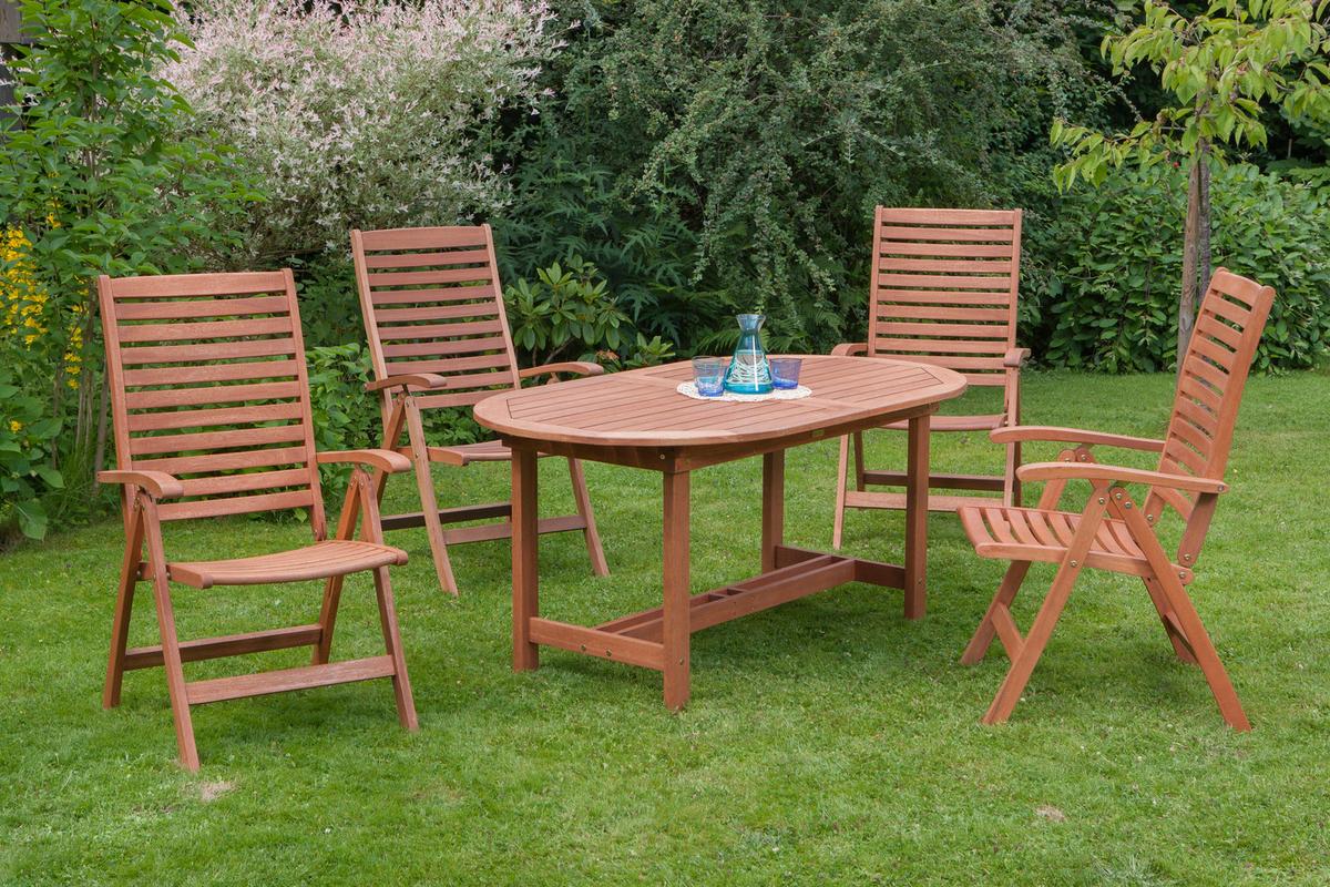 Gartengarnitur 5-Tlg. La Plata Echtholz - Akaziefarben, ROMANTIK / LANDHAUS, Holz - Gardenson