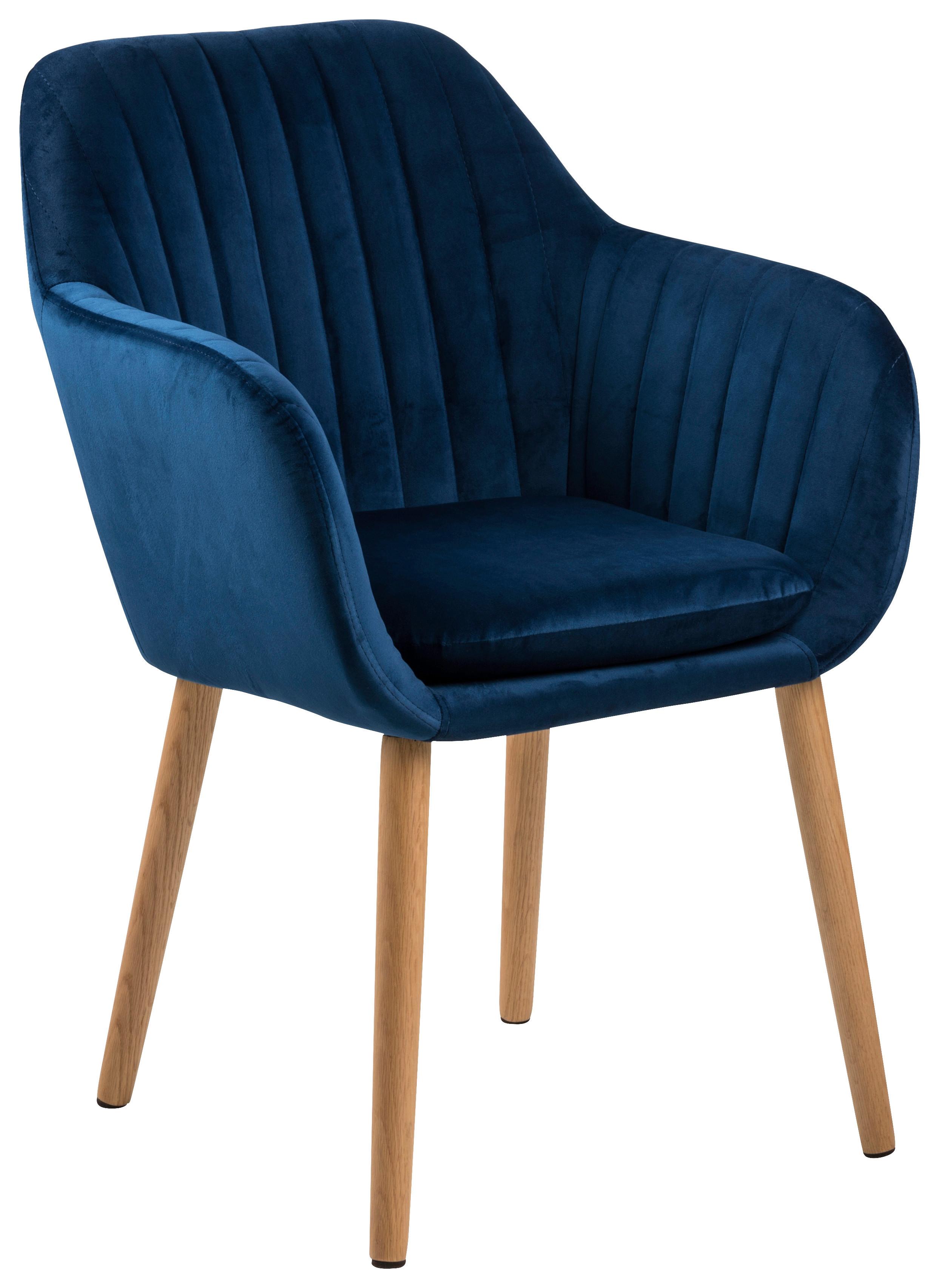 Židle S Područkami Emilia - tmavě modrá, Design, dřevo/textil (57/83/59cm) - Carryhome