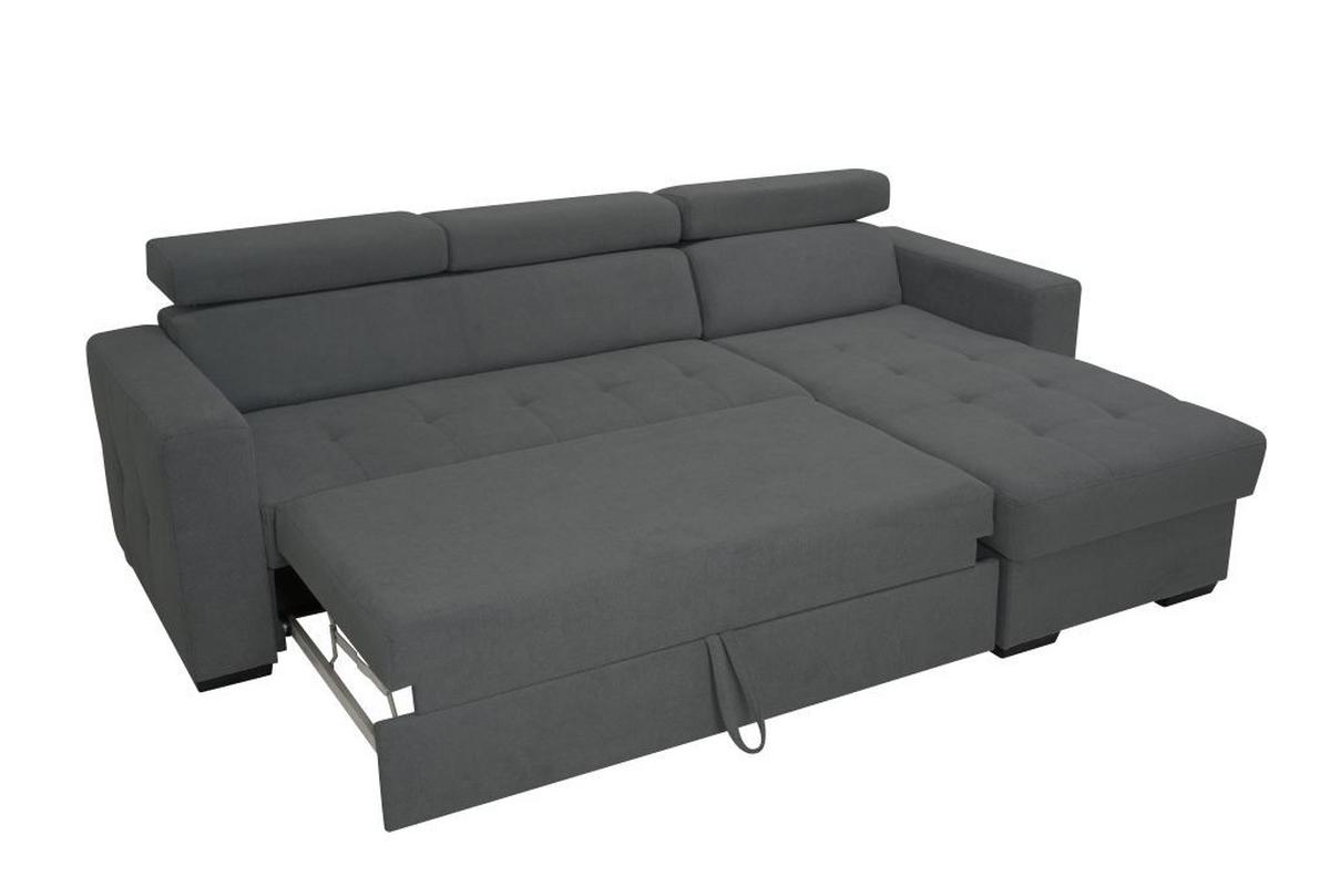 Rohová sedačka MARCO, obojstranná, tmavosivý velúr - čierna/tmavosivá, Konventionell, kov/drevo (238/78-94/170cm)