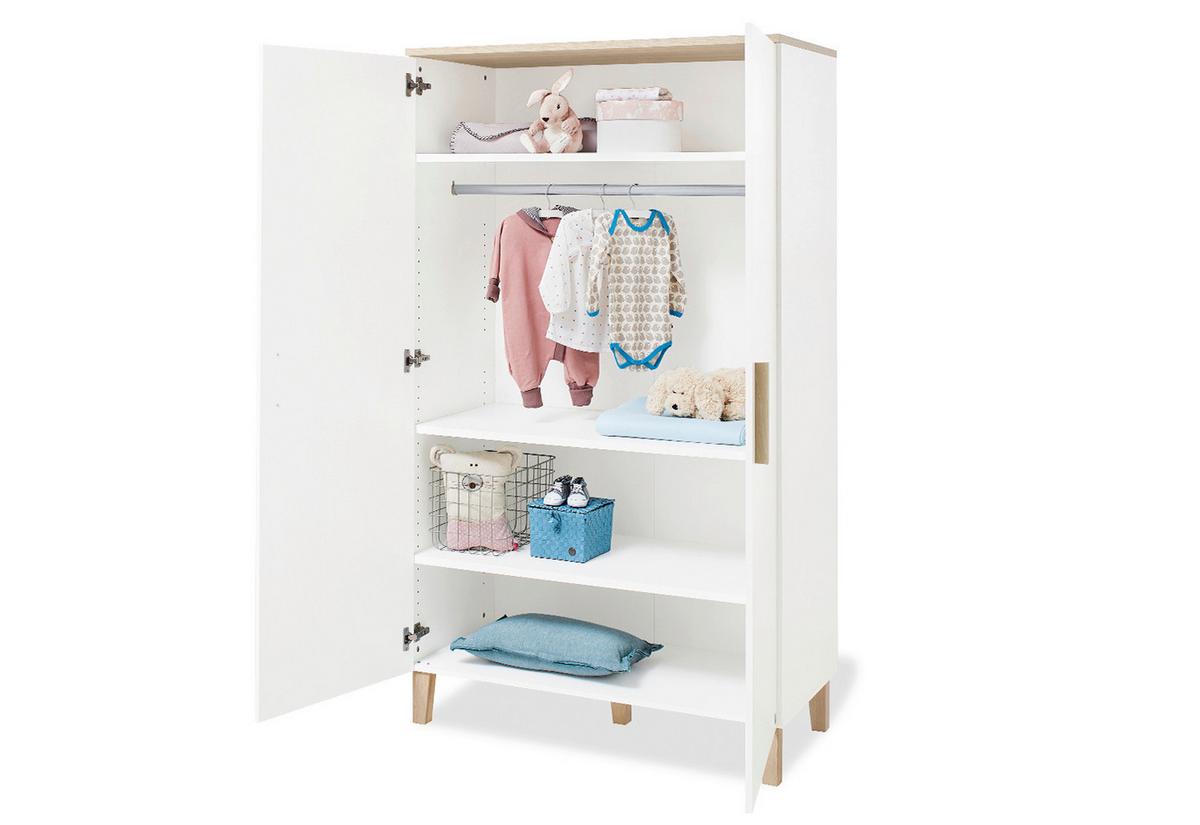 BABYZIMMER Weiss, Eichefarben - Eichefarben/Weiß, Design, Holzwerkstoff (145/77/84cm) - Pinolino