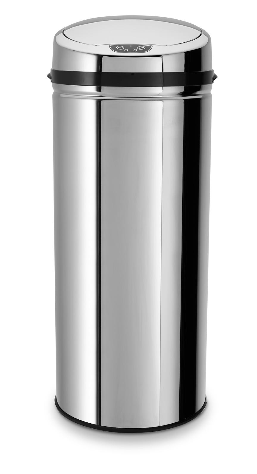 Mülleimer Inox Mit Deckel 42l Edelstahl Silber - Silberfarben/Schwarz, Trend, Kunststoff/Metall (31/31/79,5cm) - Echtwerk