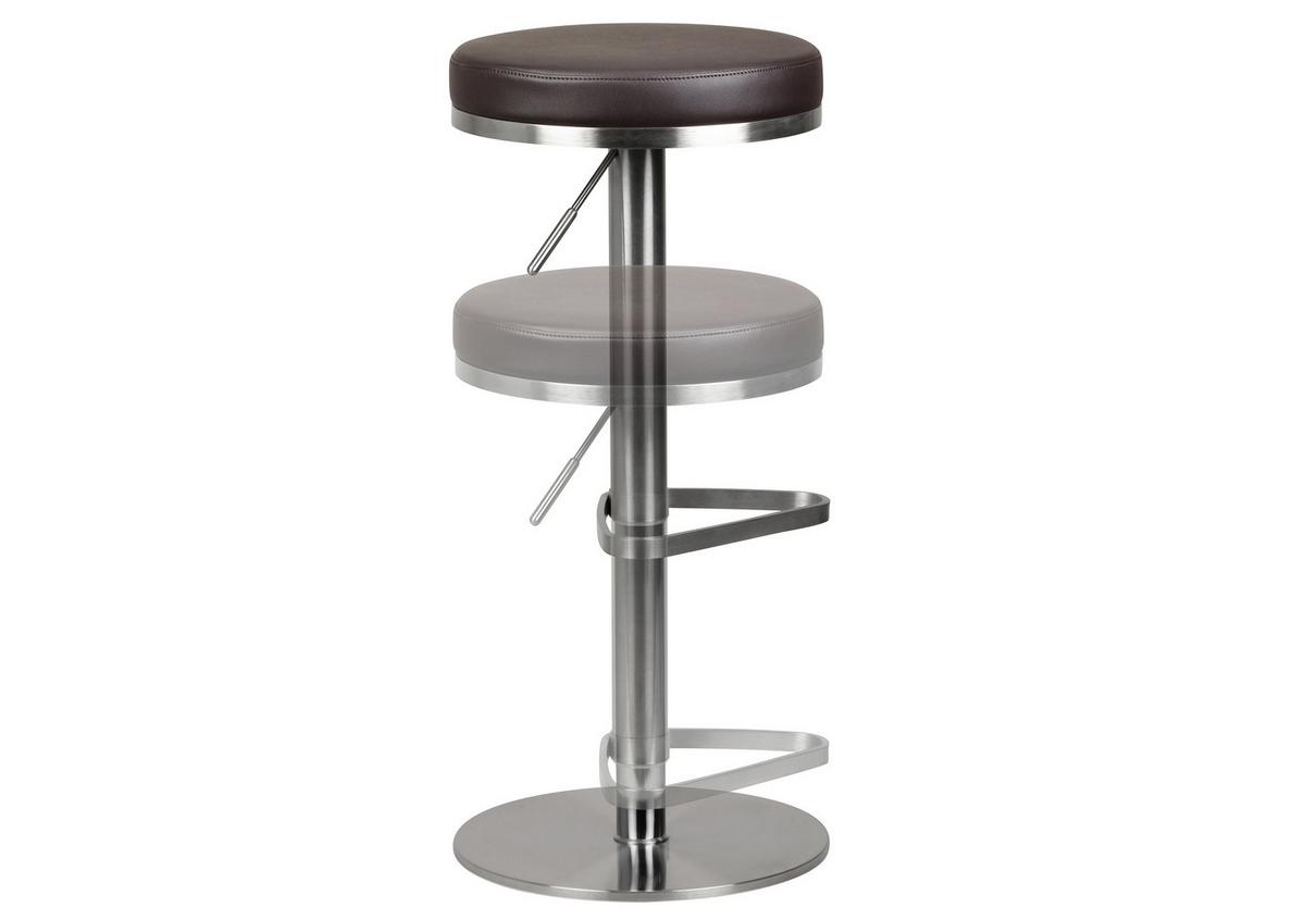 Barhocker höhenverstellbar und 360° drehbar Braun - Silberfarben/Braun, MODERN, Textil/Metall (38/57/38cm) - MID.YOU