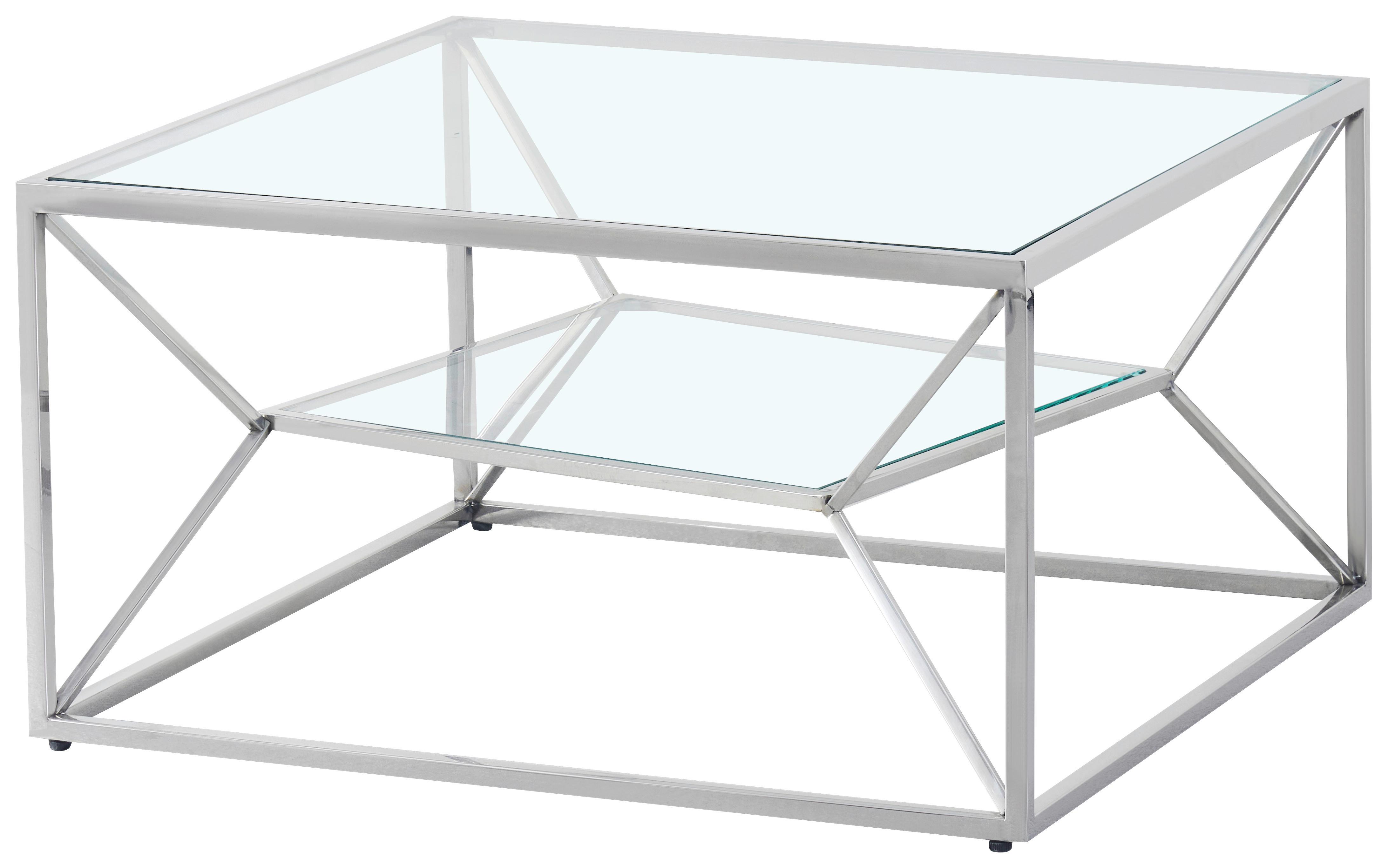 KONFERENČNÝ STOLÍK ANGEL II - chrómová, Modern, kov/sklo (70/38/70cm) - Mömax