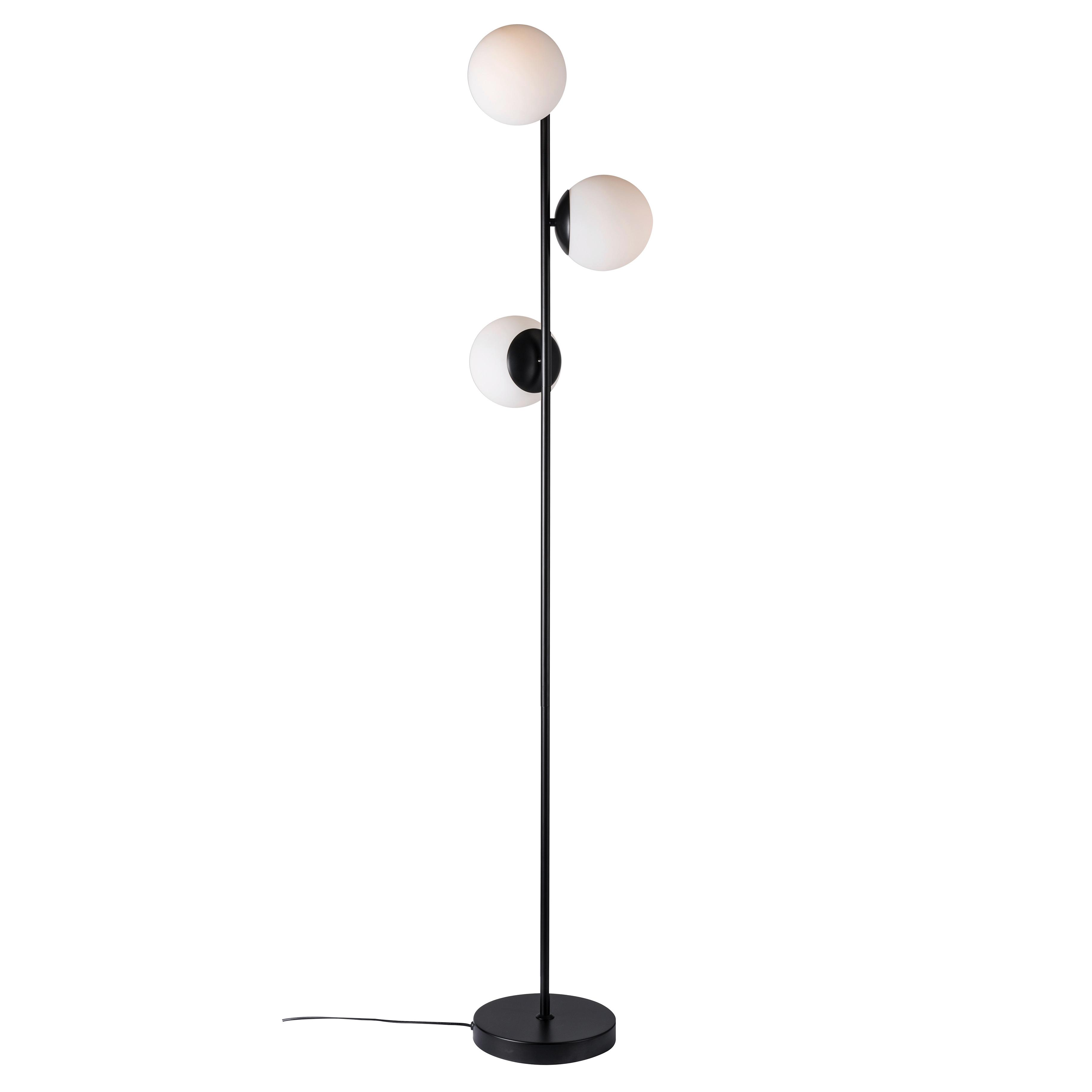 Stehleuchte Lilly Schwarz Weiß H: 150 cm - Schwarz/Weiß, Design, Glas/Metall (150cm) - Nordlux