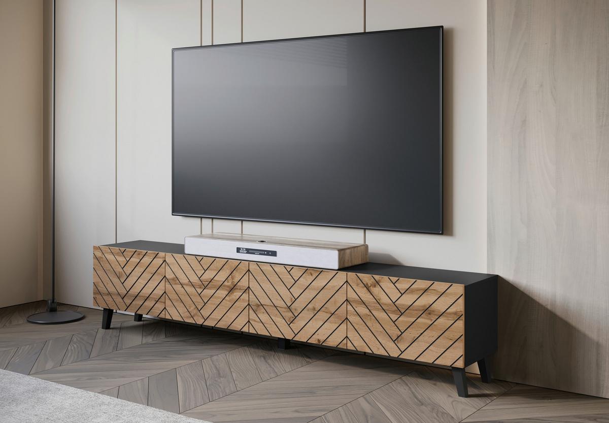 NÍZKÁ KOMODA PHUKET 190 - černá/dub wotan, Trend, kompozitní dřevo/plast (190/40/32cm) - Livetastic