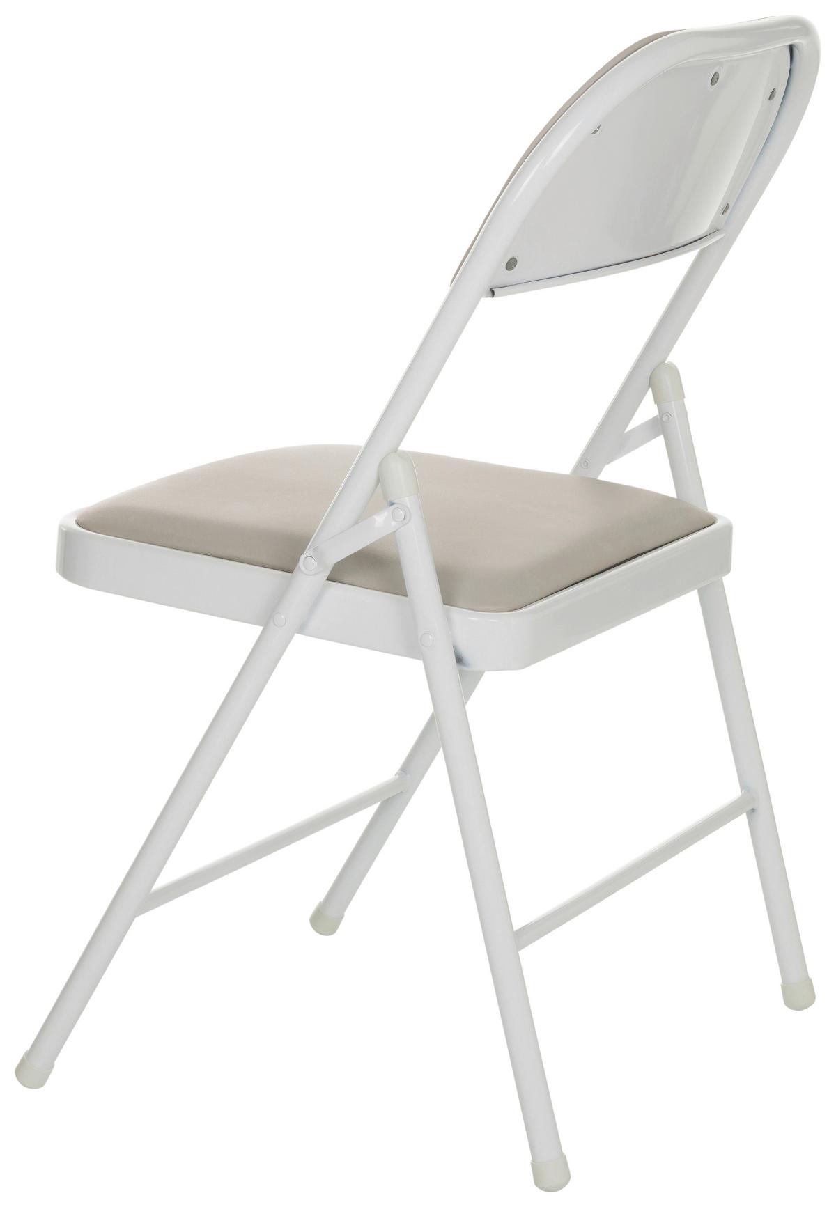 Klappstuhl Tudela W - Weiß/Grau, Basics, Leder/Metall (44/80/49cm) - MID.YOU