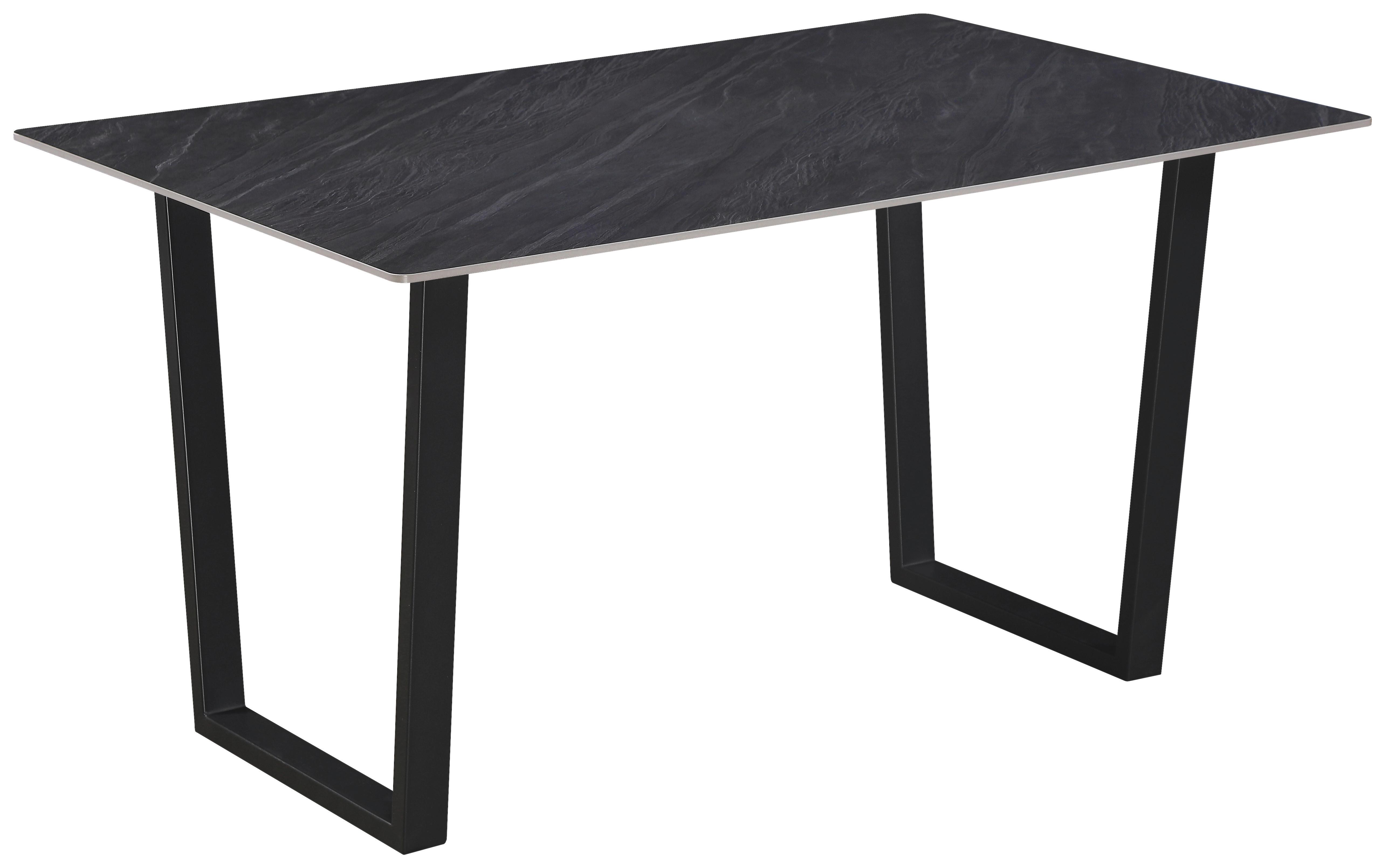 Esstisch Emin Keramik Grau, B: 140 cm - Anthrazit/Schwarz, KONVENTIONELL, Stein/Metall (140/76/90cm) - MID.YOU