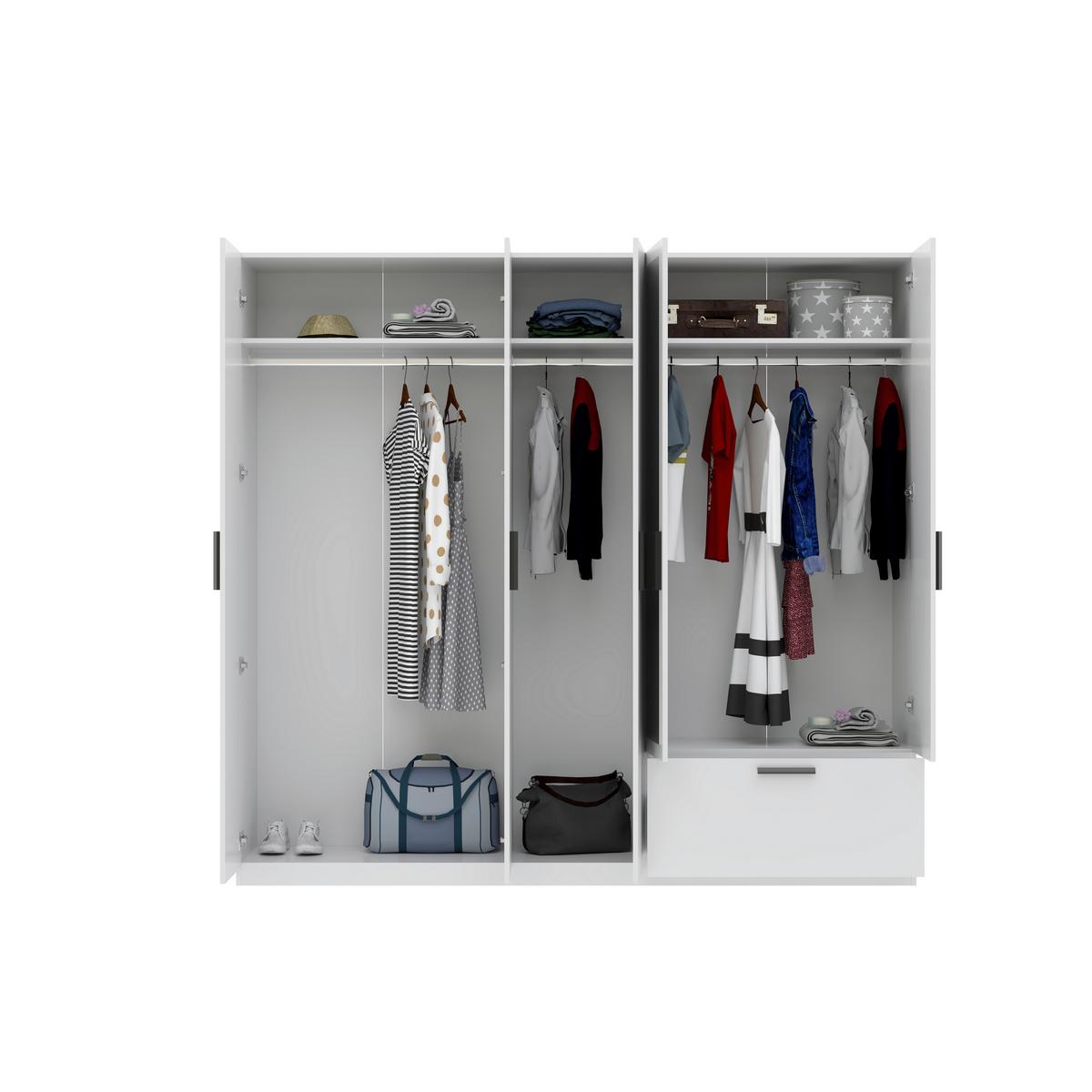 SKRIŇA S OTOČNÝMI DVERAMI MILOS 5T1S - čierna/biela, Modern, kompozitné drevo/plast (225/210/54cm)