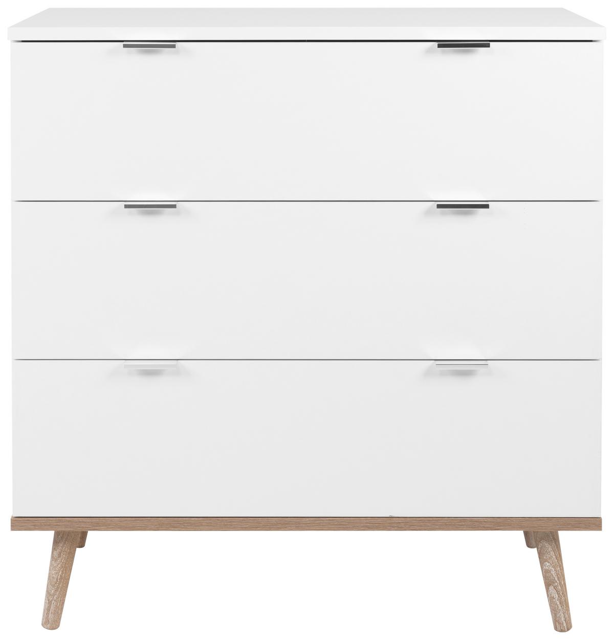 Kommode B 80 Cm Göteborg, Weiß/eiche Dekor - Weiß/Sonoma Eiche, KONVENTIONELL, Holzwerkstoff (80/86,5/40cm) - MID.YOU