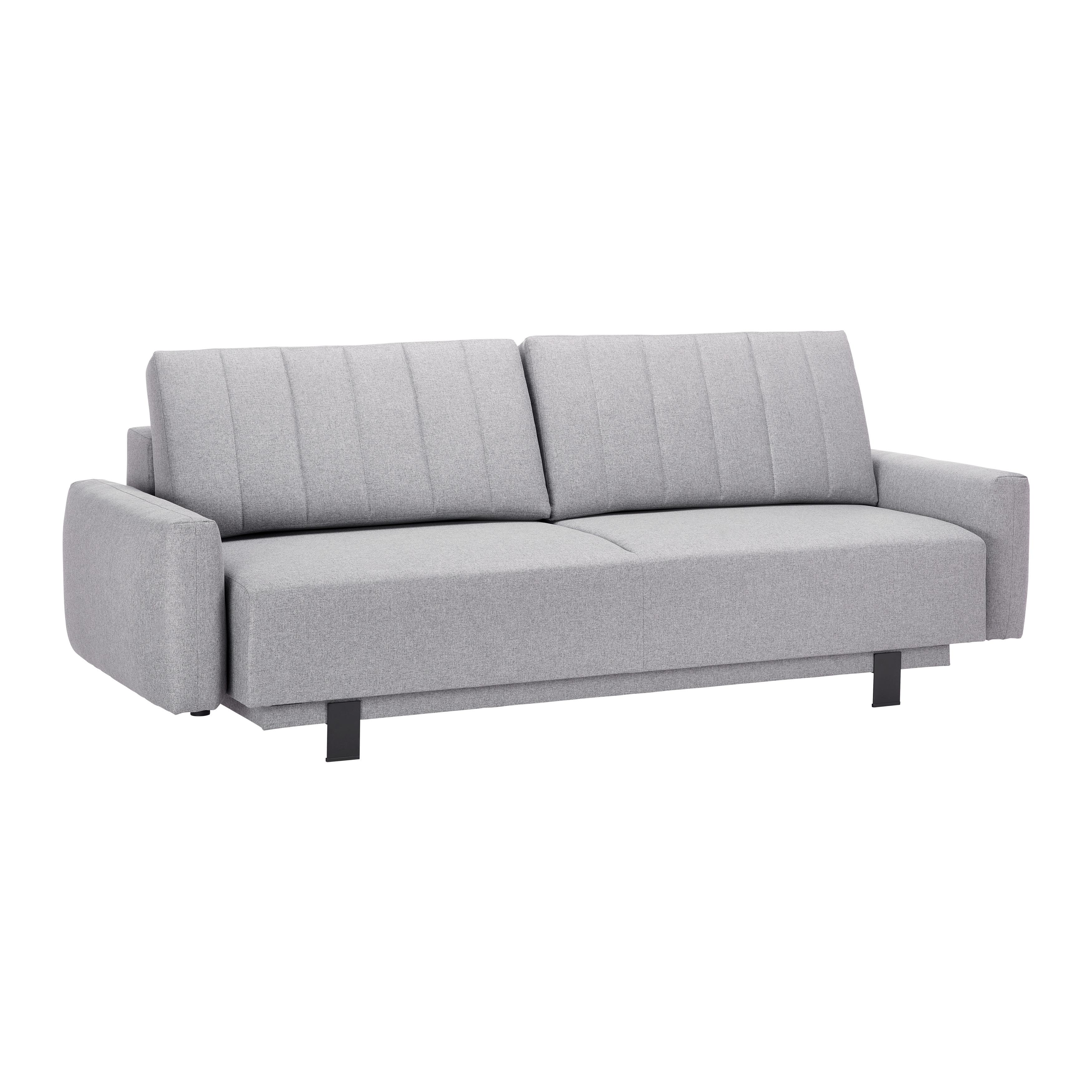 Rozkládací Pohovka Lusia Šedá - šedá/černá, Moderní, kov/dřevo (254/95/100cm) - Bessagi Home
