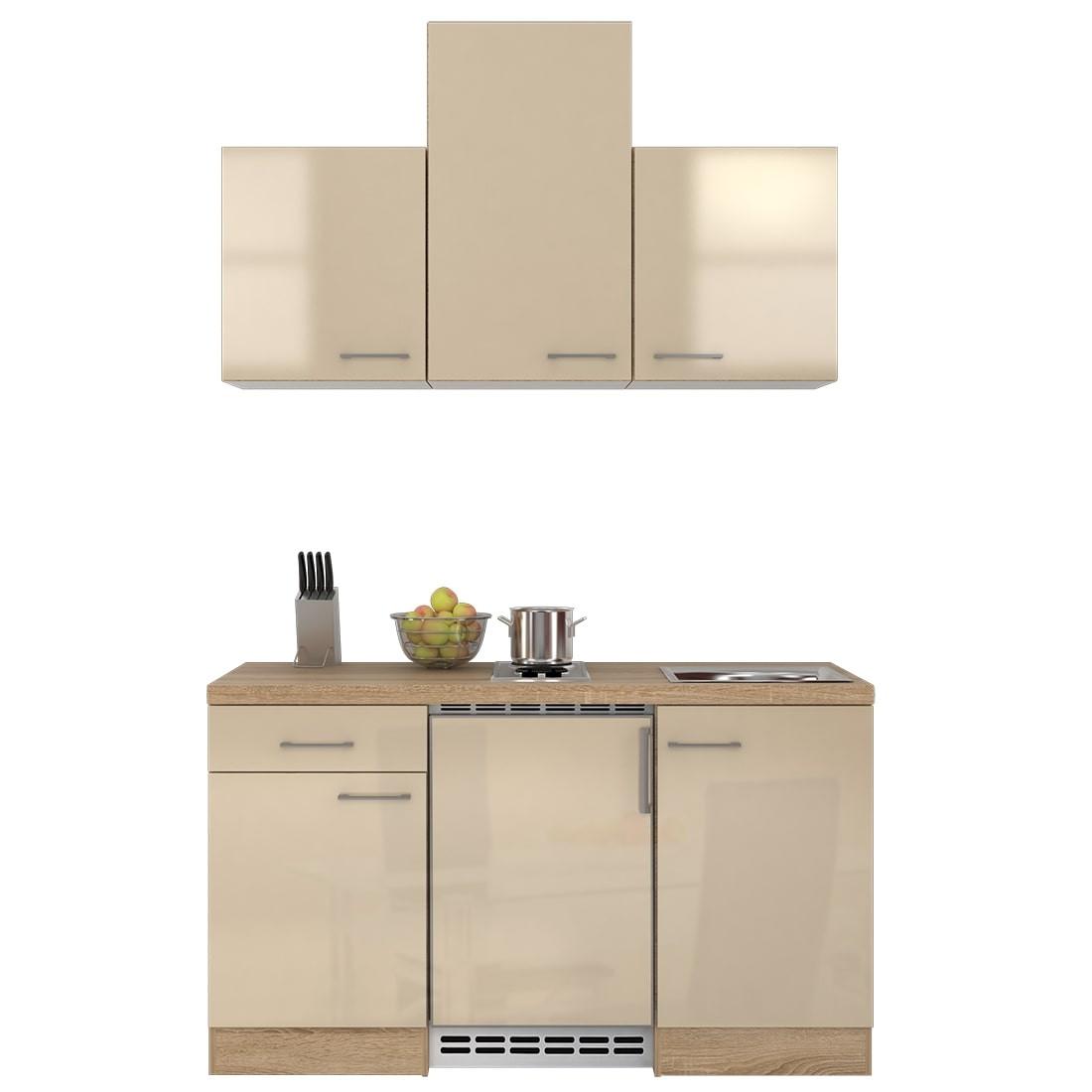 Kuchynský blok NEPAL vrátane spotrebičov a drezu - kašmírová/farba ušľachtilej ocele, Modern, kov/kompozitné drevo (150,5cm) - MID.YOU