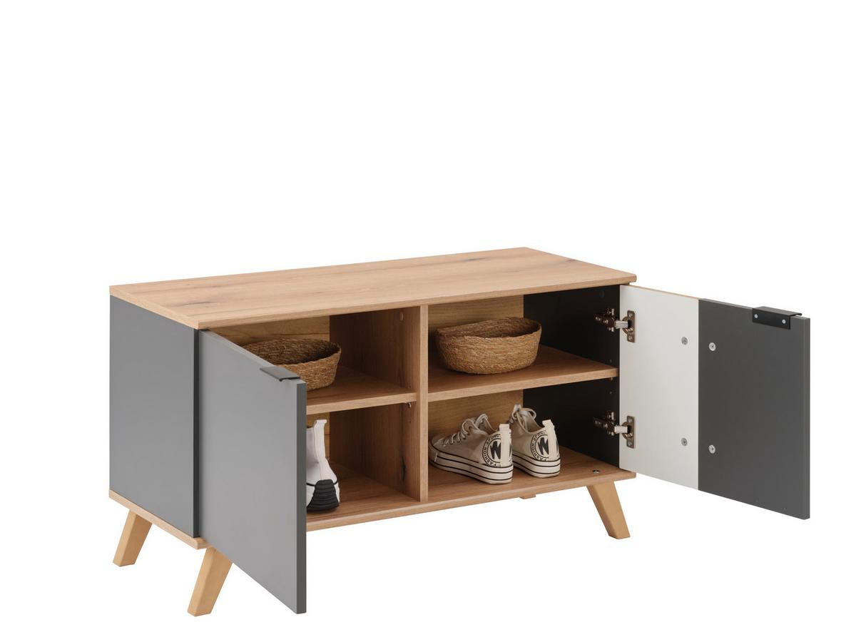 Garderobenbank Clever Anthrazit B: 90 cm - Eichefarben/Anthrazit, MODERN, Holzwerkstoff (90/52/38cm)