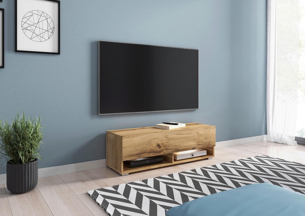 Tv-lowboard B: 100 Cm Eiche Wotan - Eiche Wotan/Grau, LIFESTYLE, Holzwerkstoff (100/30/31cm) - P & B