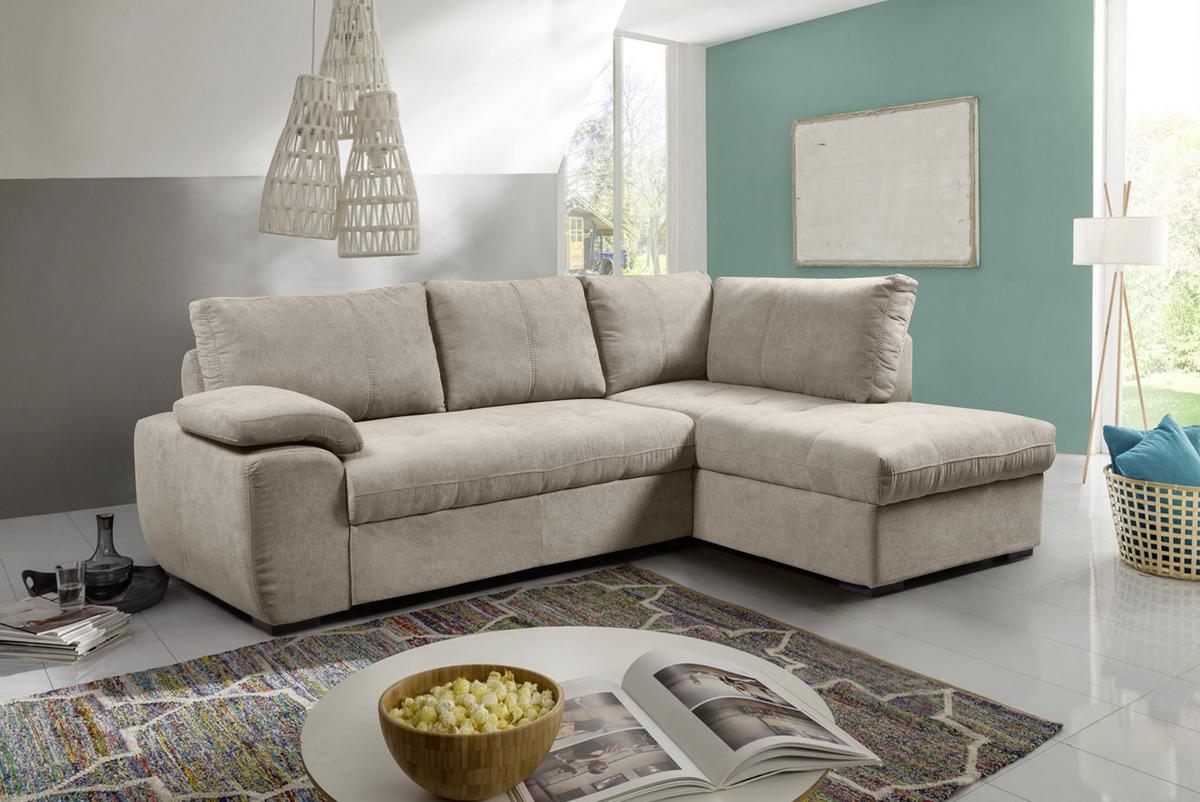 Rozkládací sedací souprava BYBLOS, pravé provedení - barvy stříbra/světle šedá, Moderní, textil/plast (240/170cm)
