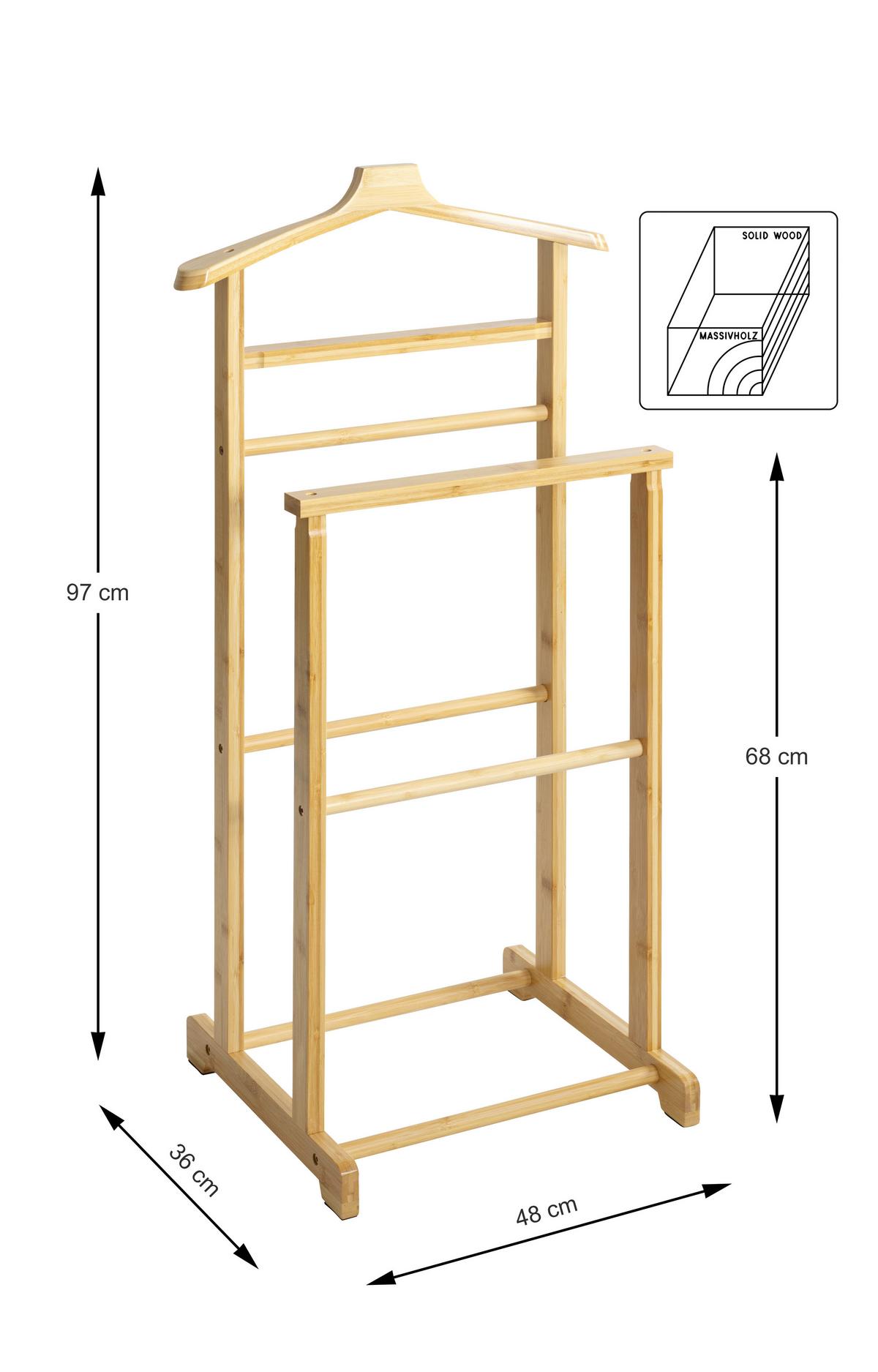 Herrendiener Oslo Bambus B: 48 cm - Naturfarben, Trend, Holz (48/97/36cm)