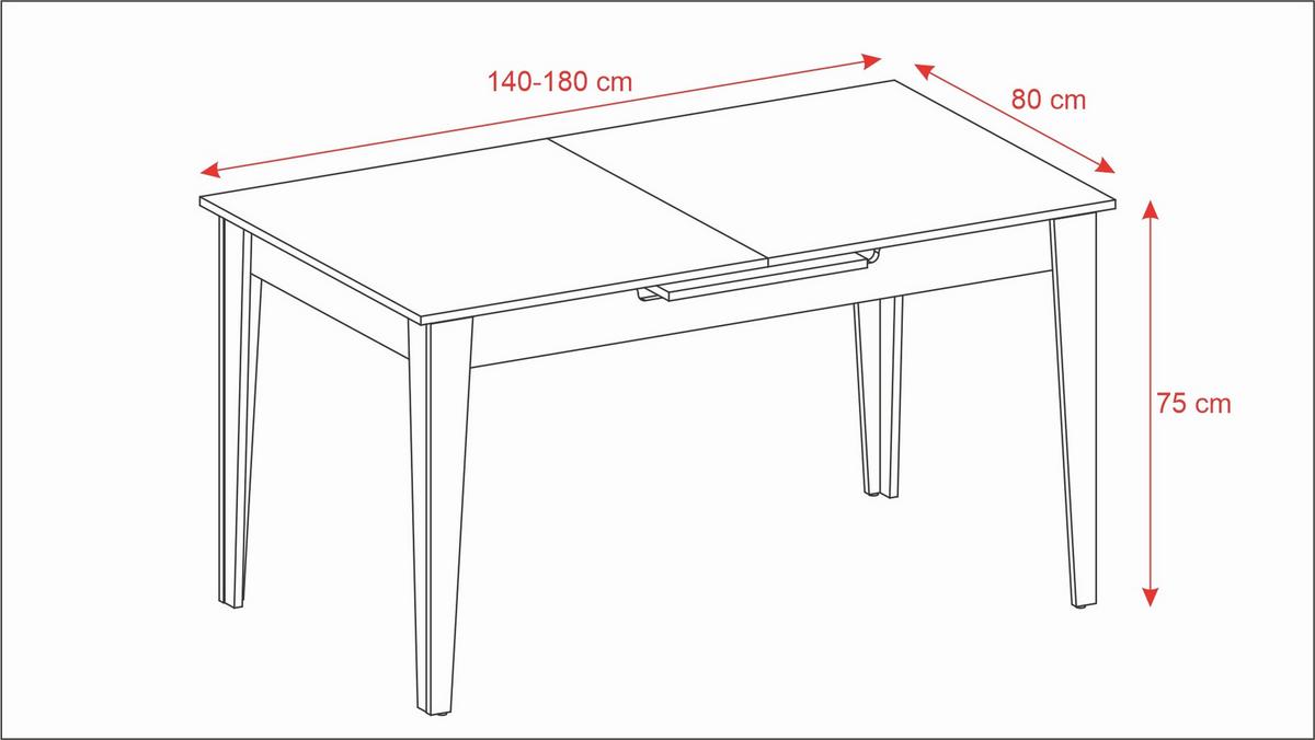 Esstisch ausziehbar Andorra 140-180x75x80 cm Eiche - Eiche Artisan, KONVENTIONELL, Holz (140-180/75/80cm)