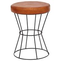 Taburetka Hocker pravá kůže - černá/hnědá, Moderní, kov/kůže (35/48/35cm) - MID.YOU