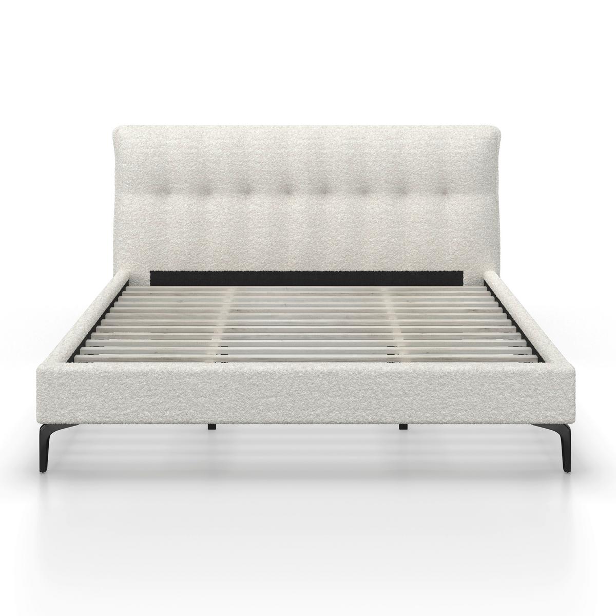 Čalúnená posteľ CLEA 180x200, krémová - svetlohnedá/čierna, Modern, kov/drevo (180/200cm) - Bessagi Home