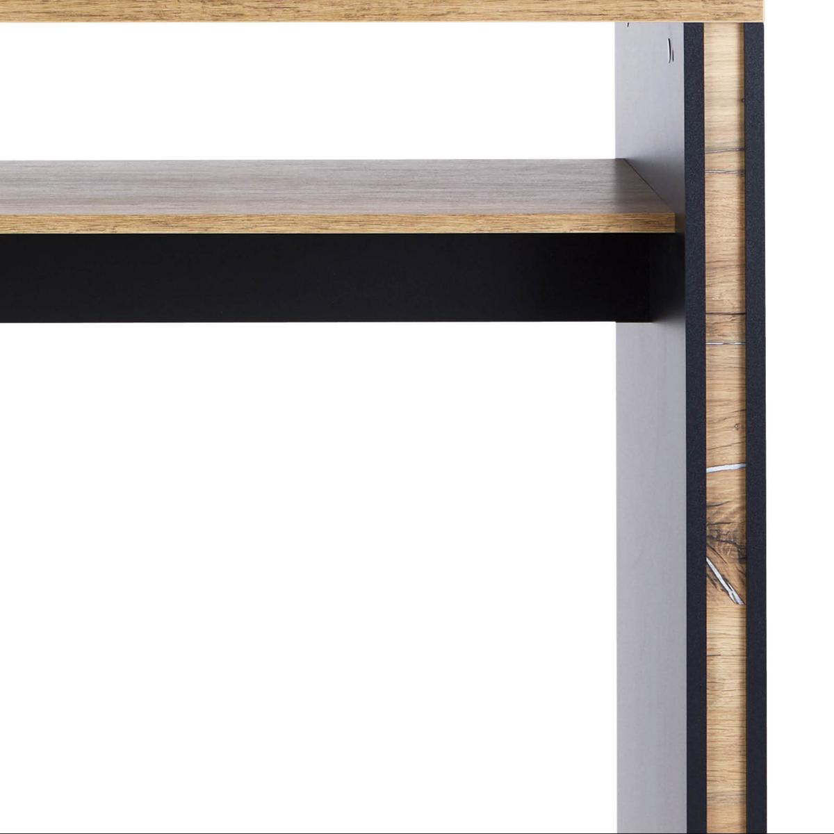 Bartisch Jamas 138x55x110,5 Cm Eiche Dekor/schwarz Mit Regal - Eichefarben/Schwarz, MODERN, Holzwerkstoff (138/110,5/55cm)