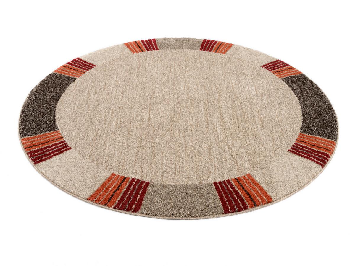 Webteppich Braun/Beige Palazzo Lobo Rund Ø 160 cm - Dunkelbraun/Beige, KONVENTIONELL, Textil (160cm) - Novel