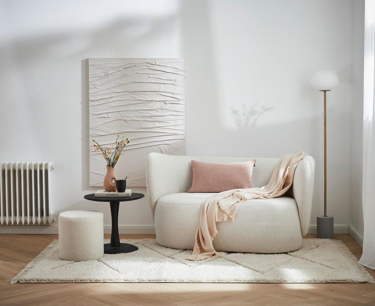 2-sitzer-sofa Boli Bouclé - Creme/Schwarz, KONVENTIONELL, Textil (154/80/84cm) - Livetastic