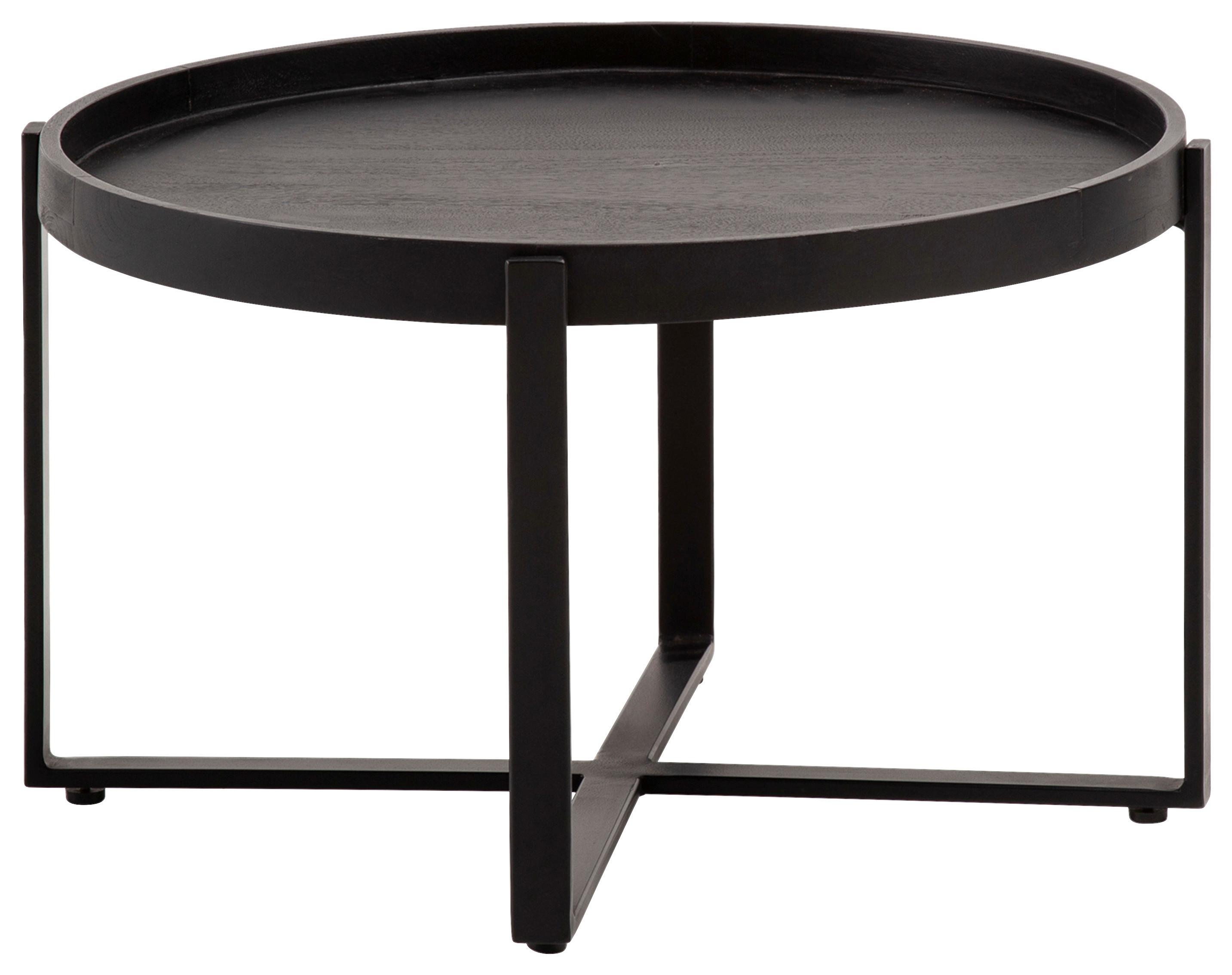 Konferenčný stolík mangové drevo - čierna, Design, kov/drevo (60/60/35cm) - MID.YOU