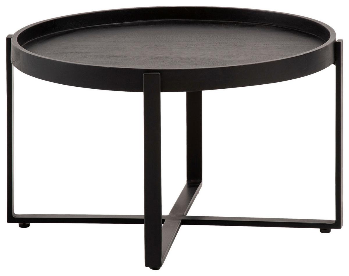 Konferenčný stolík mangové drevo - čierna, Design, kov/drevo (60/60/35cm) - MID.YOU