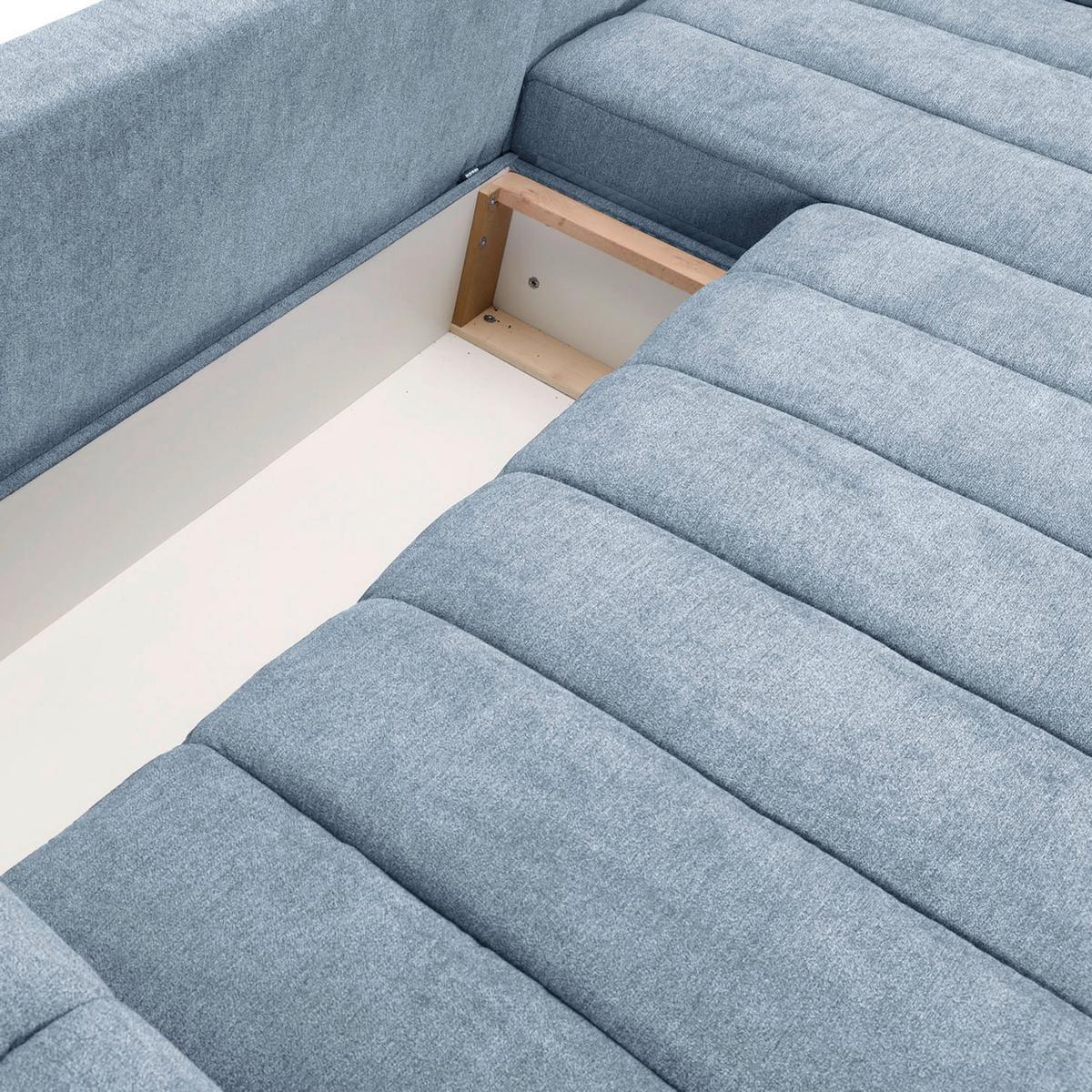 Ecksofa M Schlaffunktion Barca + Kissen Blau 275x180 Cm - Blau/Schwarz, KONVENTIONELL, Textil (275/180cm) - P & B