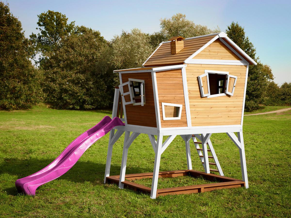 Spielturm A030.150.41 - Lila/Braun, KONVENTIONELL, Holz (432/288/193cm) - Ambia Garden