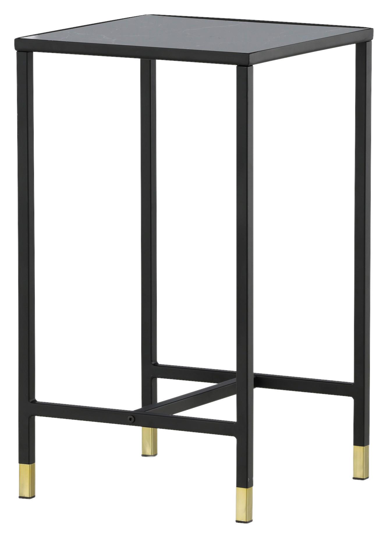 Beistelltisch Dipp - Messingfarben/Schwarz, Design, Glas/Metall (40/40/70cm) - Livetastic