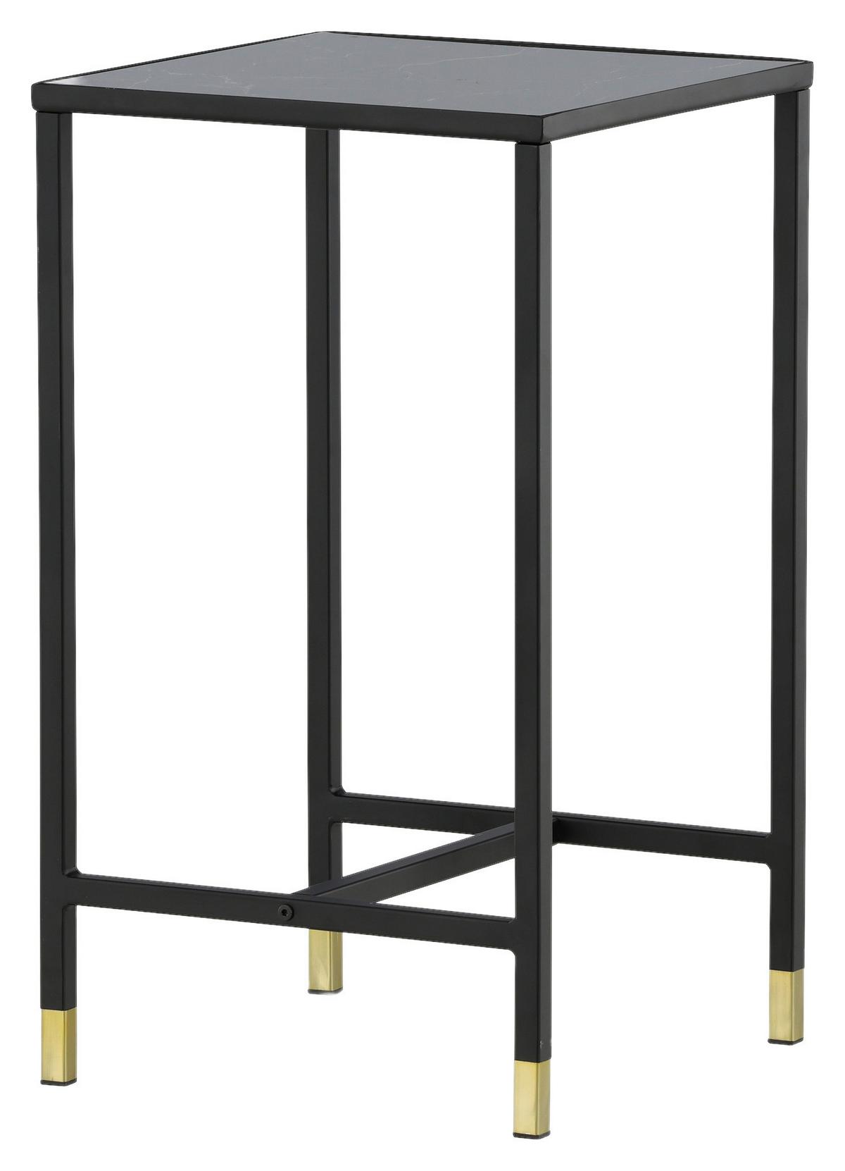 Beistelltisch Dipp - Messingfarben/Schwarz, Design, Glas/Metall (40/40/70cm) - Livetastic