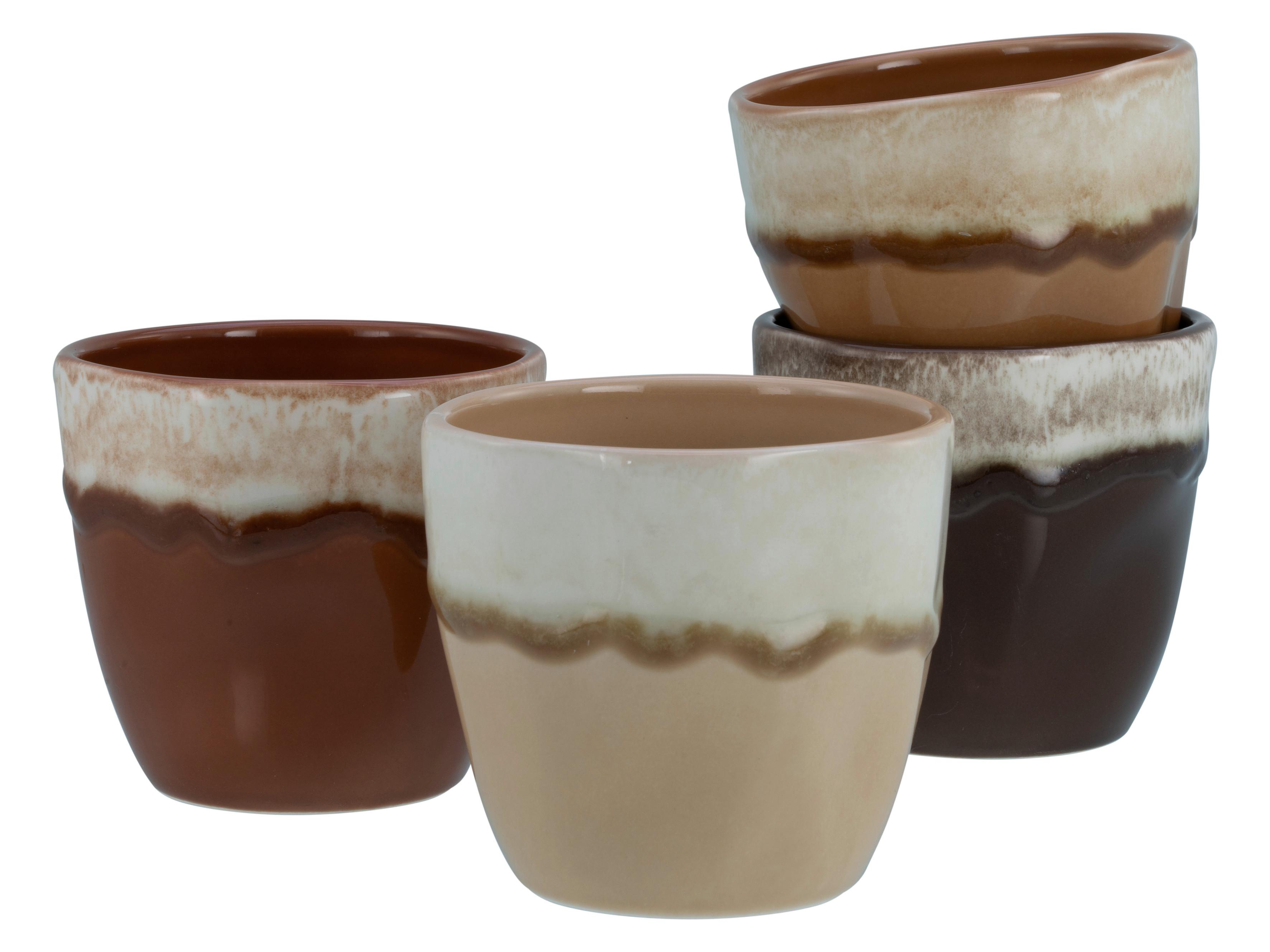 Tassenset, 4-teilig. Steinzeug, creme