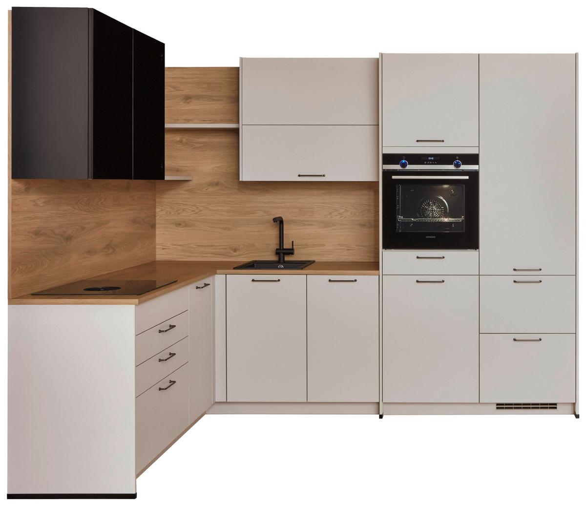 Eckküche Lucca - Sandfarben/Eichefarben, Trend, Holzwerkstoff (191,6/283,2cm) - Vertico