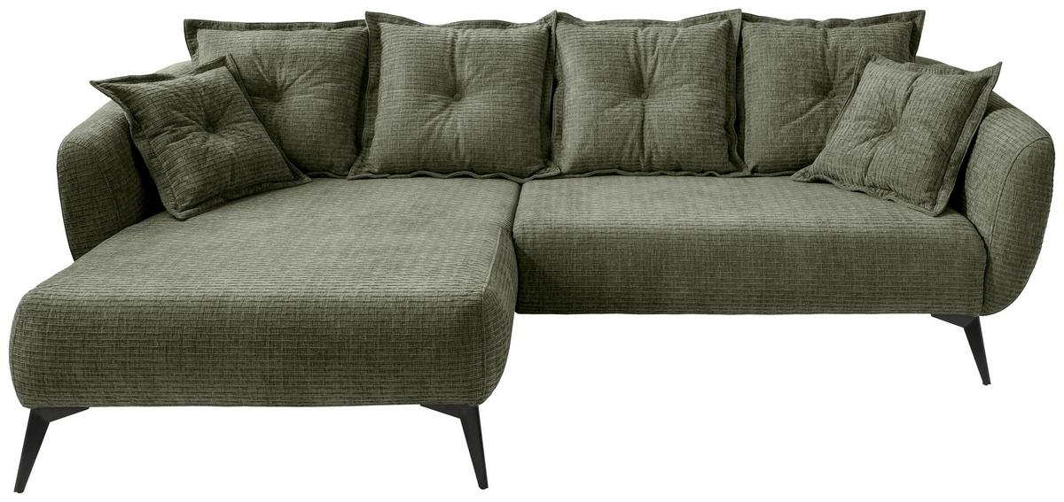 Ecksofa Baggio Olivgrün S: 162x277 cm - Schwarz/Olivgrün, MODERN, Textil (162/277cm) - Livetastic