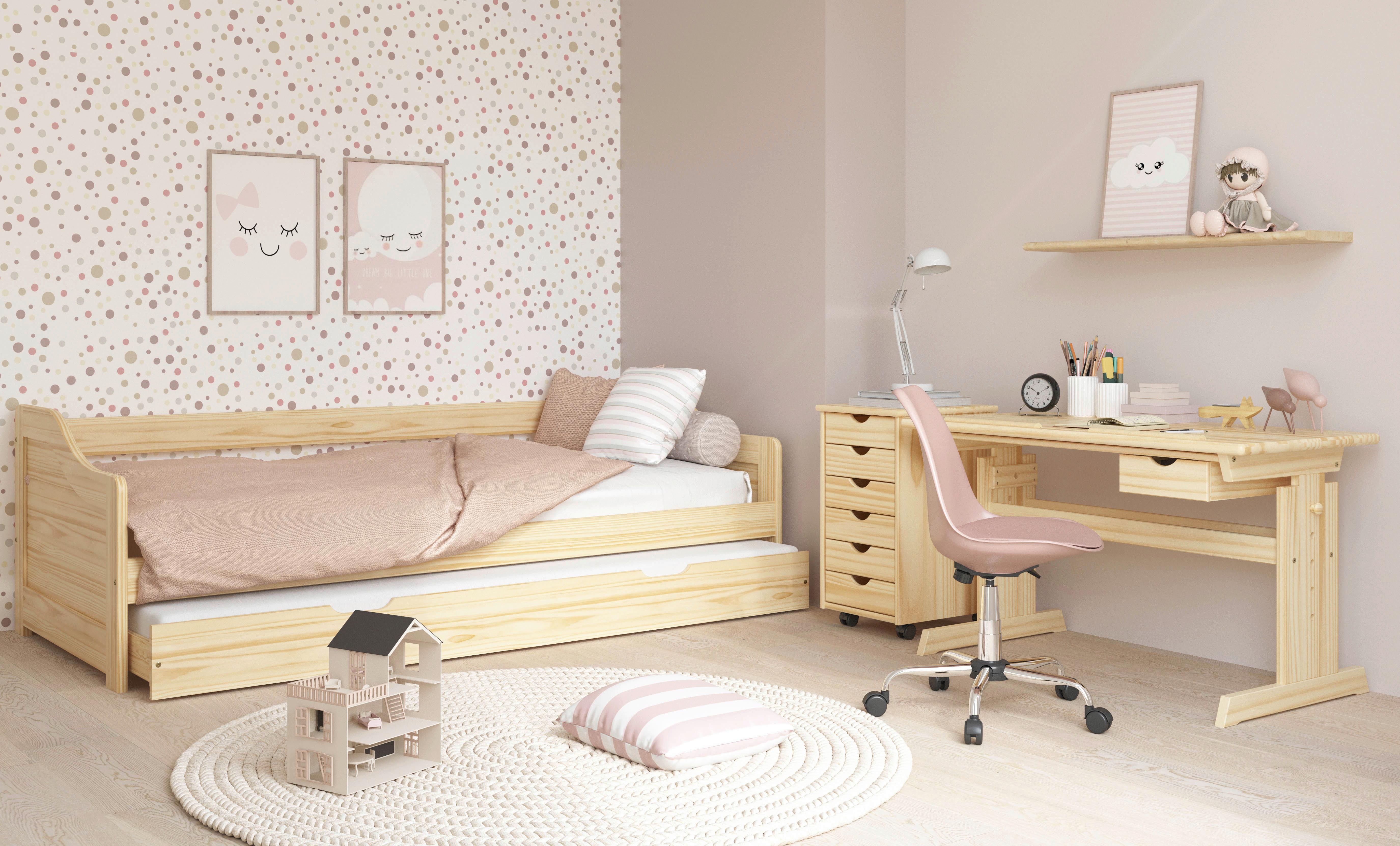 Jugendschreibtisch Massiv B 109cm H 63-96cm Julia Kiefer - Kieferfarben, Basics, Holz (109/55/63-96cm) - MID.YOU