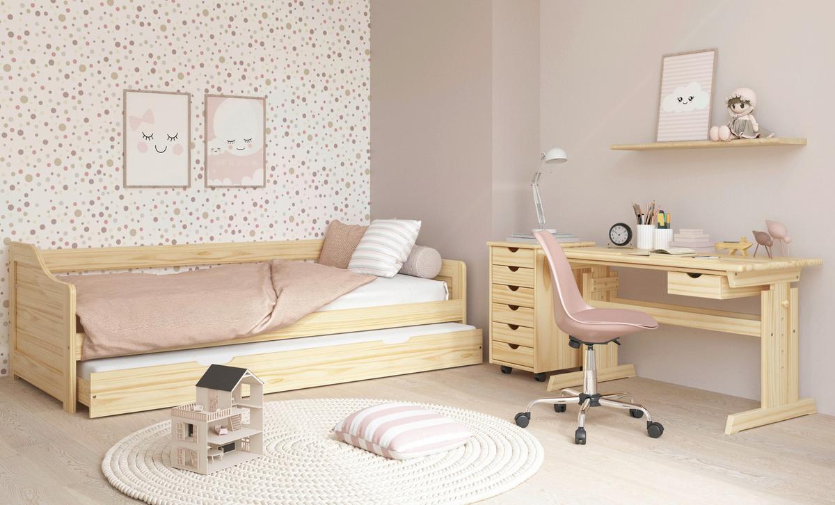 Jugendschreibtisch Massiv B 109cm H 63-96cm Julia Kiefer - Kieferfarben, Basics, Holz (109/55/63-96cm) - MID.YOU