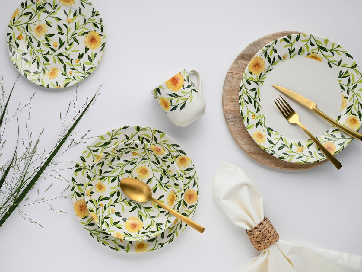 Kombiservice Amarilla 16--Teilig., Grün, Weiß - Weiß/Grün, Basics, Keramik - Creatable