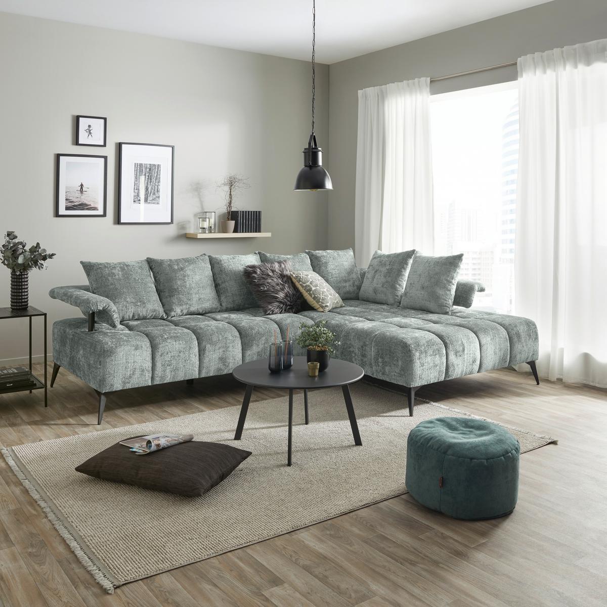 Ecksofa Vanessa New - Schwarz/Grau, MODERN, Textil (297/200cm)