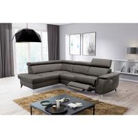 Ecksofa Lince Dunkelbraun S: 197x257 cm - Chromfarben/Dunkelbraun, Design, Leder/Textil (197/257cm) - Livetastic