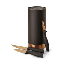 Messerblock Schwarz/bronze Kunststoff 4-Teilig - Schwarz/Bronzefarben, Basics, Kunststoff (11/22cm) - Echtwerk