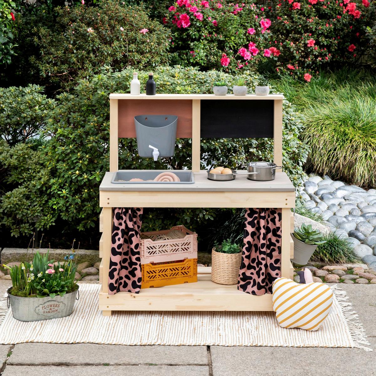 Kinderküche Muddy Buddy® - Birkefarben/Rosa, Basics, Holz (80/40/90cm) - MUDDY BUDDY